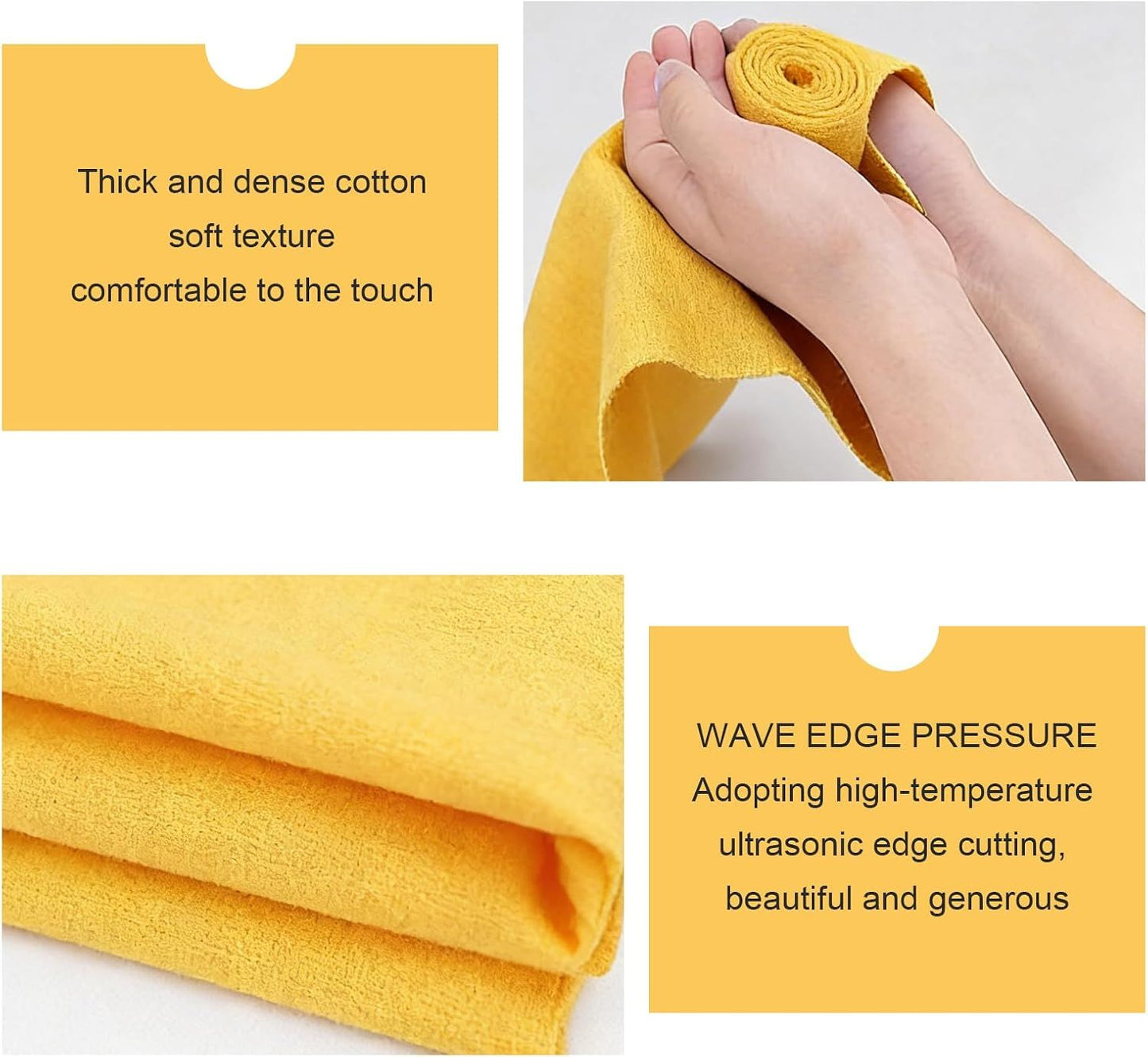 20 PCS Car Microfiber Cleaning Cloth Roll, Highly Absorbent Quick-Dry Towel with Tear Away Design, Washable Lint-Free Rag, Multi-Purpose Reusable Wash Cloth for Car Home Kitchen (Yellow)