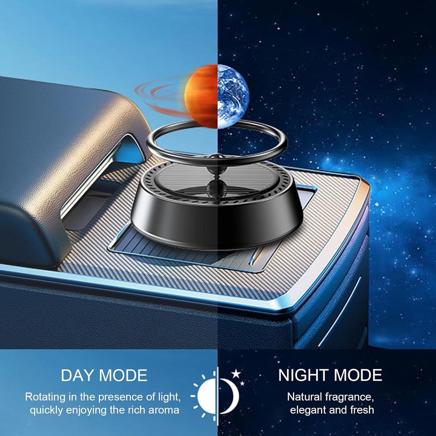 Solar Powered Levitating Mars Car Air Diffuser, Automatic Rotation Planet Dashboard Decorations, Self-adhesive Alloy Base, Suitable for Cars Home Decorations Gift Selections (Mars)