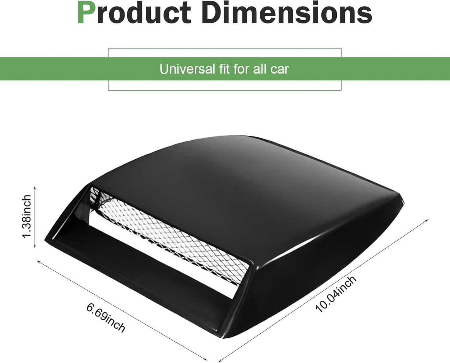 Car Decorative Air Flow Intake Hood Scoop, Simulated 3D Air Outlet Cover, Turbo Bonnet Vent Trim Cover, Universal Self-adhesive Exterior Accessory for Most Cars SUVs (Black)