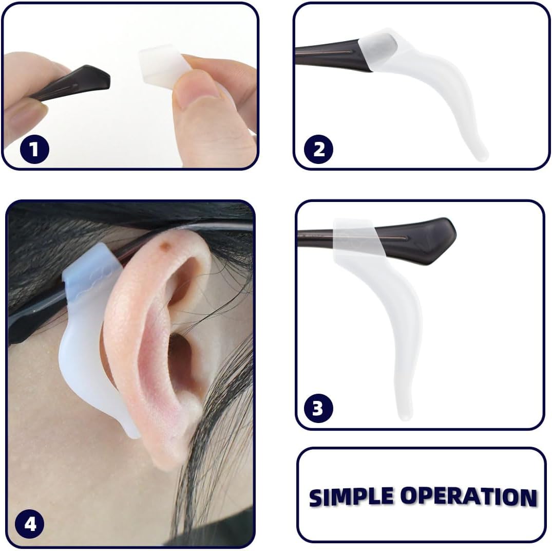 14 Pairs Ear Hook Glasses Strap Eyeglasses Grip Silicone Eyeglass Holder Anti-Slip Hooks Safety Eyewear Retainer for Sunglasses Temple Tips Sleeve Retainers