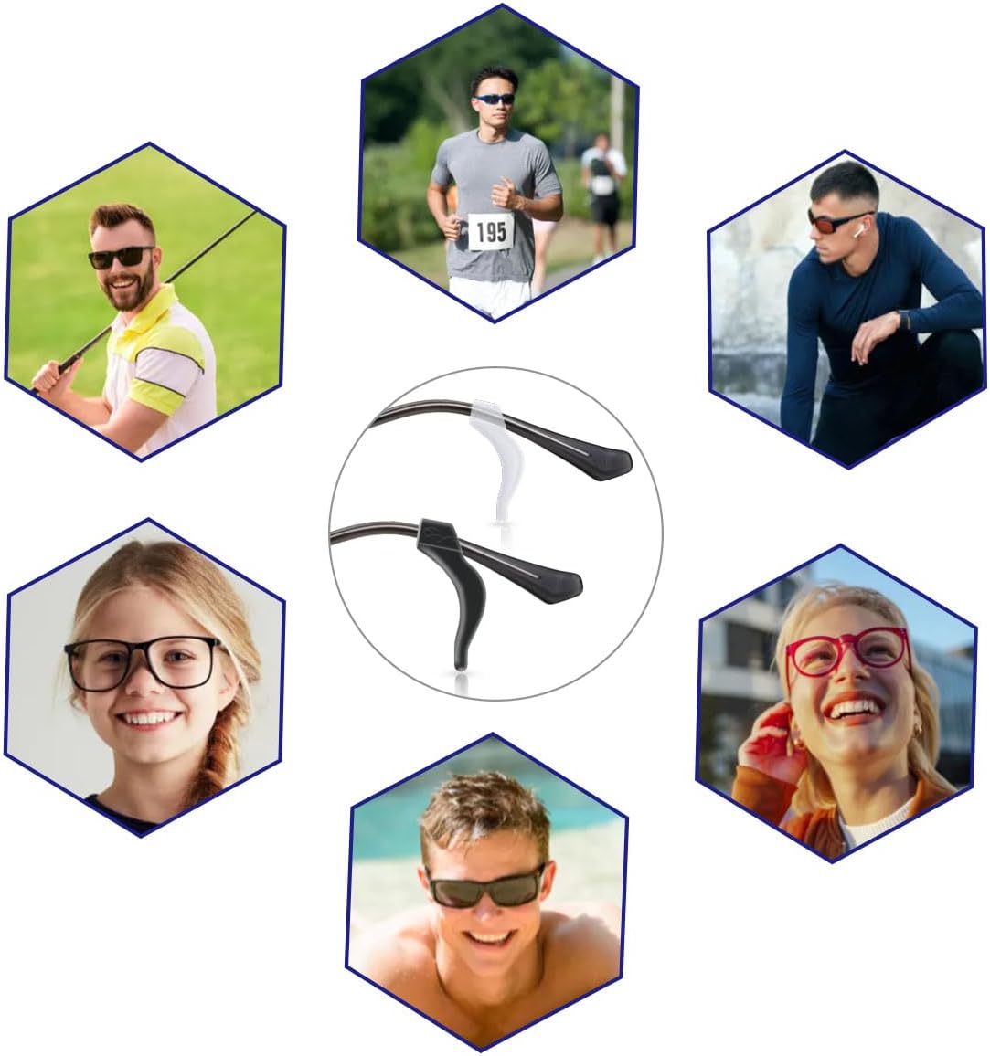 14 Pairs Ear Hook Glasses Strap Eyeglasses Grip Silicone Eyeglass Holder Anti-Slip Hooks Safety Eyewear Retainer for Sunglasses Temple Tips Sleeve Retainers