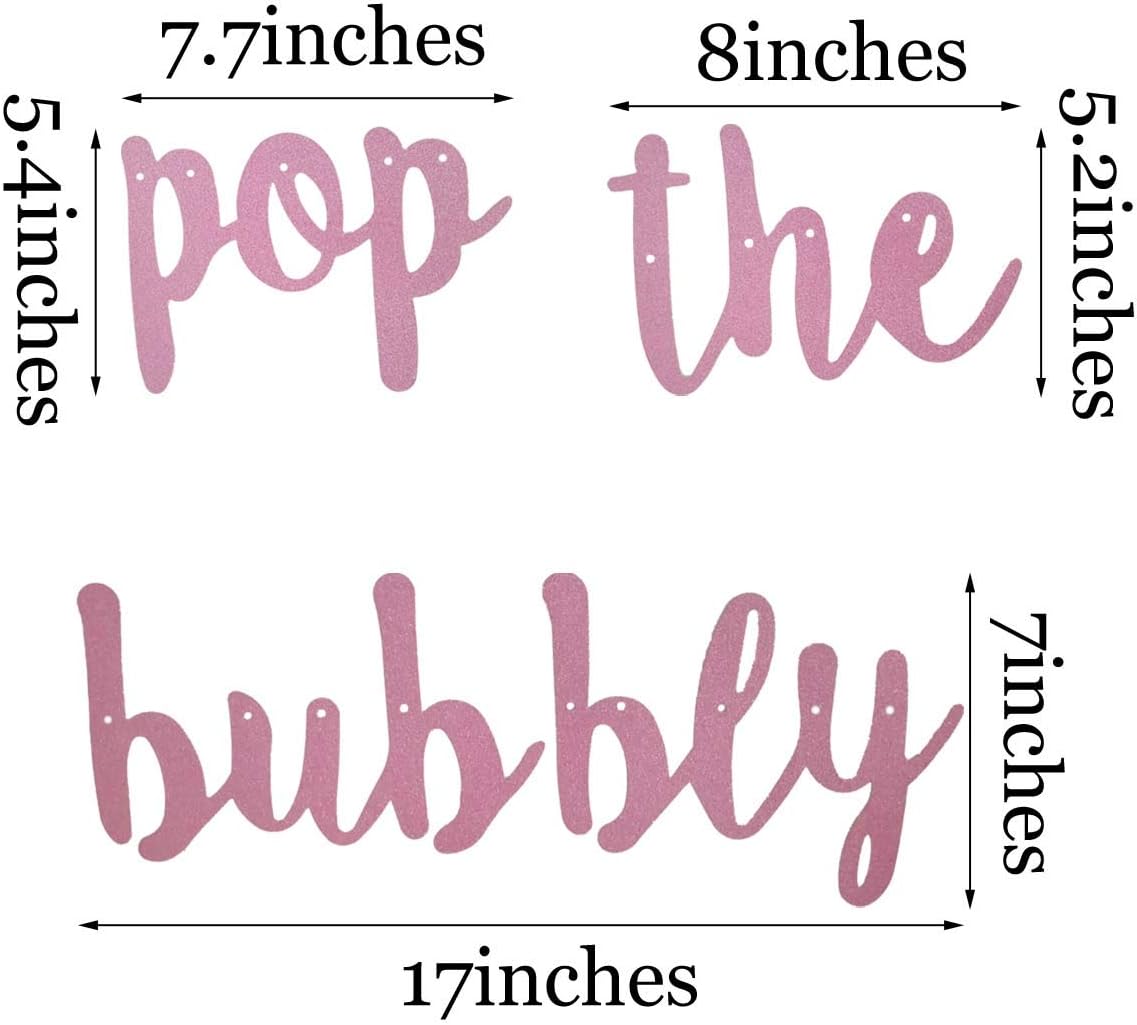 Bachelorette Party Decorations Glitter Rose Gold Pop The Bubbly She is Getting A Hubby Banner Bridal Shower Engagement Wedding Girls Night Out Hen Supplies Golden Photo Props