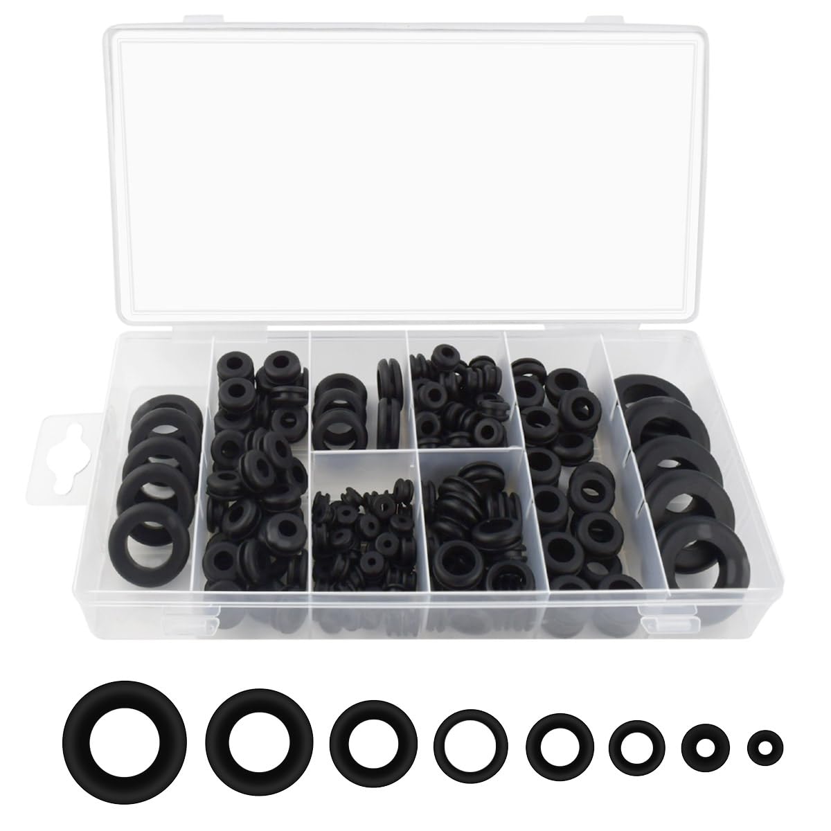 180 Pcs Assorted Rubber Grommet Kit Assortment Sizes 7/8" 5/8" 7/16" Wire Grommets for Wiring Double Sided Round Firewall Hole Plug Plugs Automotiv