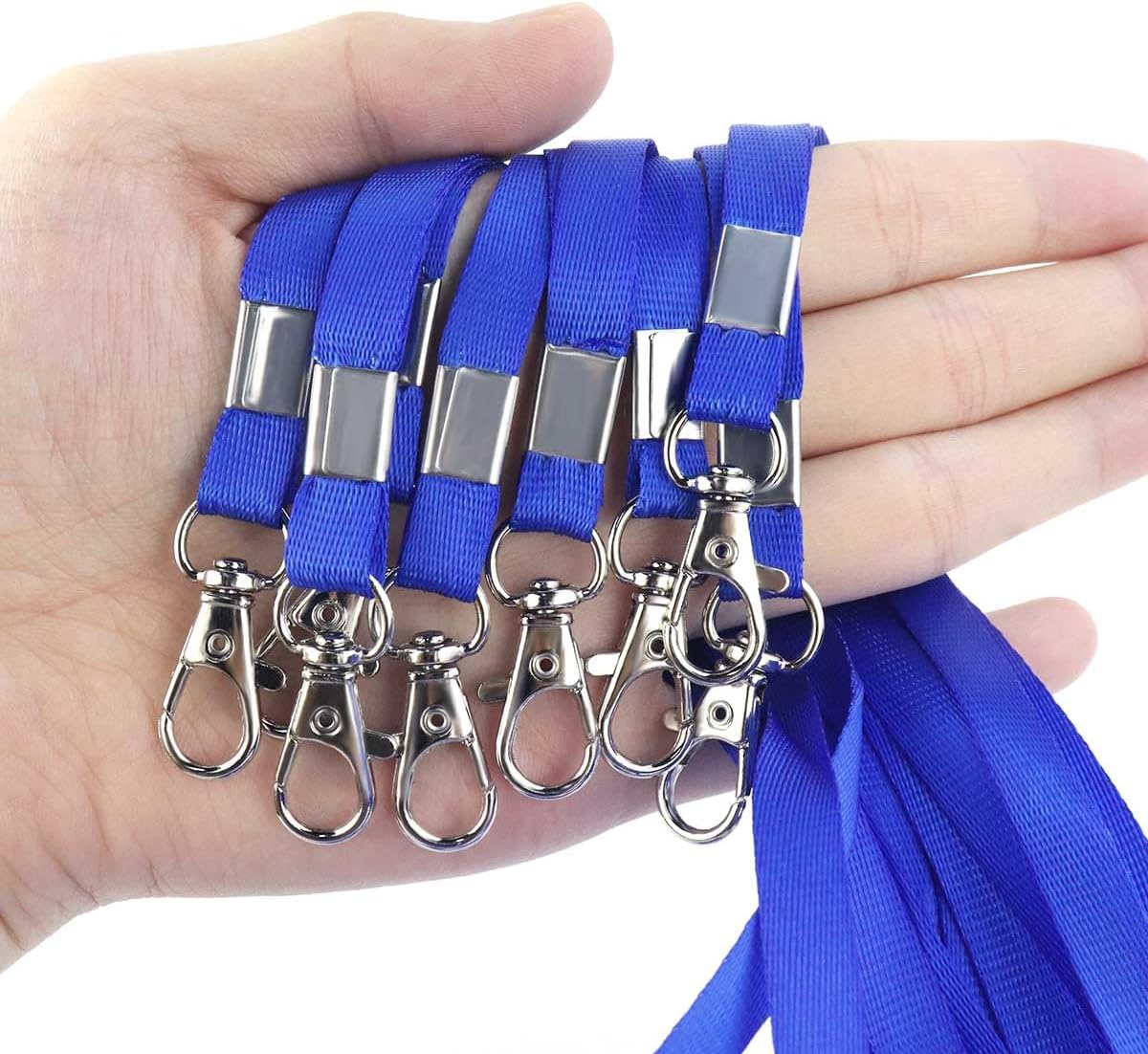 Premium Bulk Navy Blue Lanyards - 17.38 Inch Flat with Clip Swivel Hook Detachable Buckle (20 Pack)