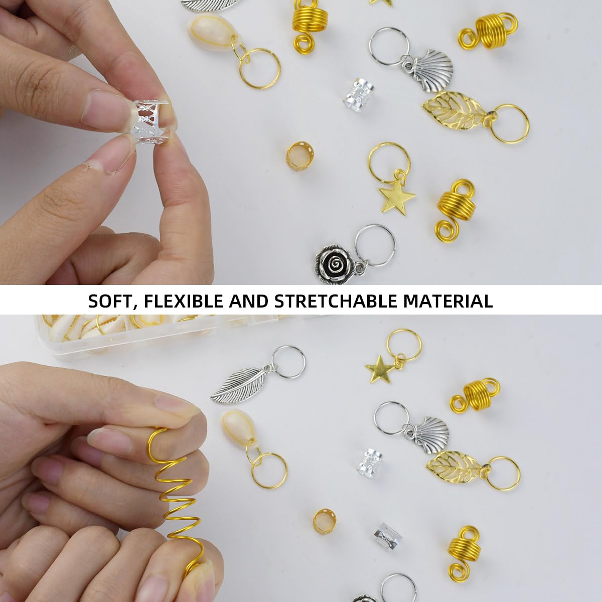 220Pcs Hair Beads Jewelry Braid Accessories Clips Dreadlocks Braiding Cuffs Metal Coils Rings Women Butterfly Gold Jewels Pendants Charms Decoration