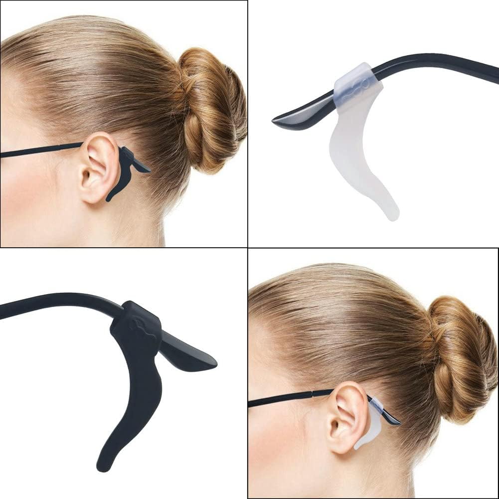 20Pairs Glasses Anti-slip Silicone Ear Clip, Glasses Holder With Storage Box, Safety Eyewear Retainers, Eyeglass Ear Grips for for Sports Glass Sunglasses Reading (10 Black 10 white)