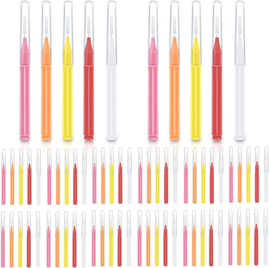 75 Pieces Braces Brush for Tooth Dental Flossing Toothpick Interdental Cleaning Oral Tool Hygiene Bendable Flosser Head Cleaner 5 Colors Floss