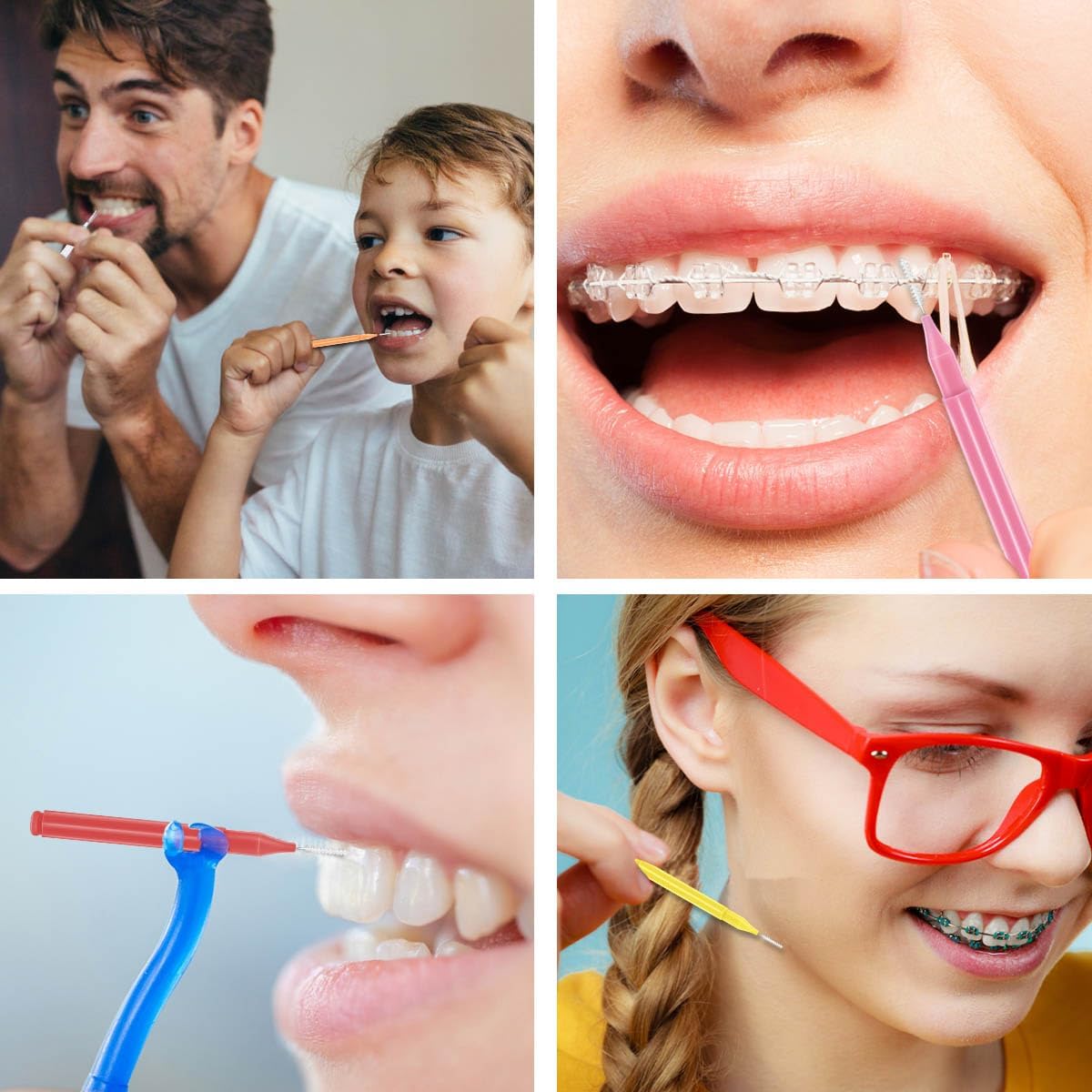 75 Pieces Braces Brush for Tooth Dental Flossing Toothpick Interdental Cleaning Oral Tool Hygiene Bendable Flosser Head Cleaner 5 Colors Floss
