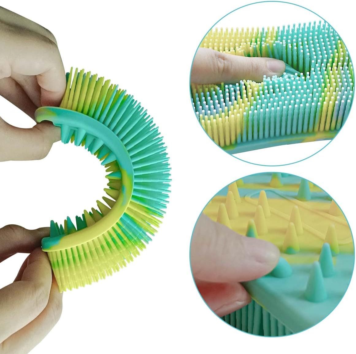 Silicone Body Scrubber Soft Brush for Use in Shower Gentle Exfoliating Loofah Scalp Massager 2 1 Bath and Shampoo Women Men Lathers Well Easy to Clean (Camouflage Green)