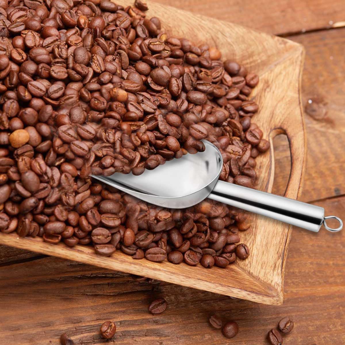 Stainless Steel Ice Scoop Metal for Candy Pet Food Flour Coffee Beans Sugar Kitchen Scooper Maker Dishwasher Safe Small Scoops Bar Party Wedding Utility (Silver)