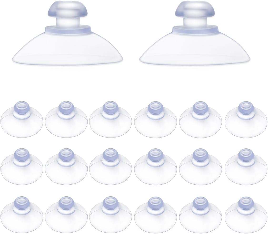 20 Pack Suction Cups for Glass Plastic Sucker Pads Clear Pvc Cup with Hooks Table Transparent Anti-Collision Pad Home Decoration Desk Window (30 mm)