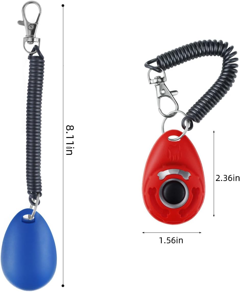 Petluno 4 Pieces Pet Training Clicker with Wrist Strap and Dog Treat Pouch for Puppy Cats Birds Kit Behavioral (White, Red, Orange, Blue)