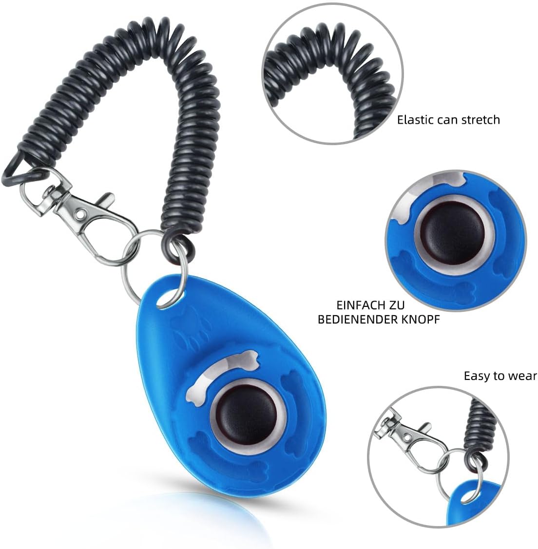 Petluno 4 Pieces Pet Training Clicker with Wrist Strap and Dog Treat Pouch for Puppy Cats Birds Kit Behavioral (White, Red, Orange, Blue)