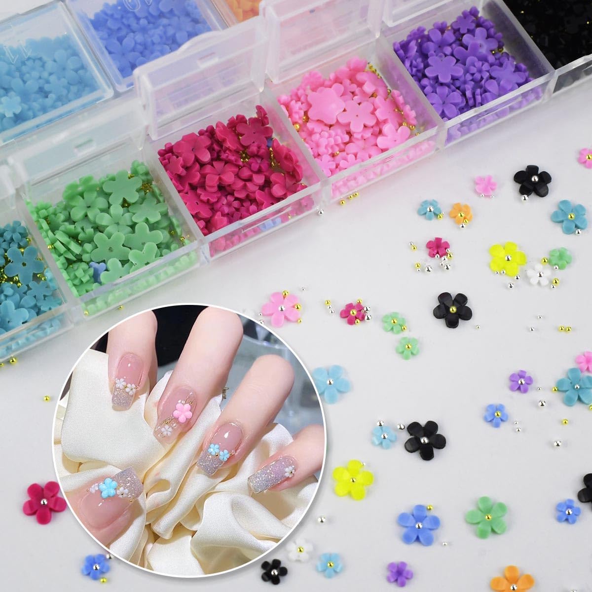 800 Pcs Nail Charms Art Butterfly 3D Nails Decoration Crafts DIY Diamonds Rhinestones Acrylic Jewelry Accessories Gold Silver Pearls Supplies Resin Flatbacks Flower Gems