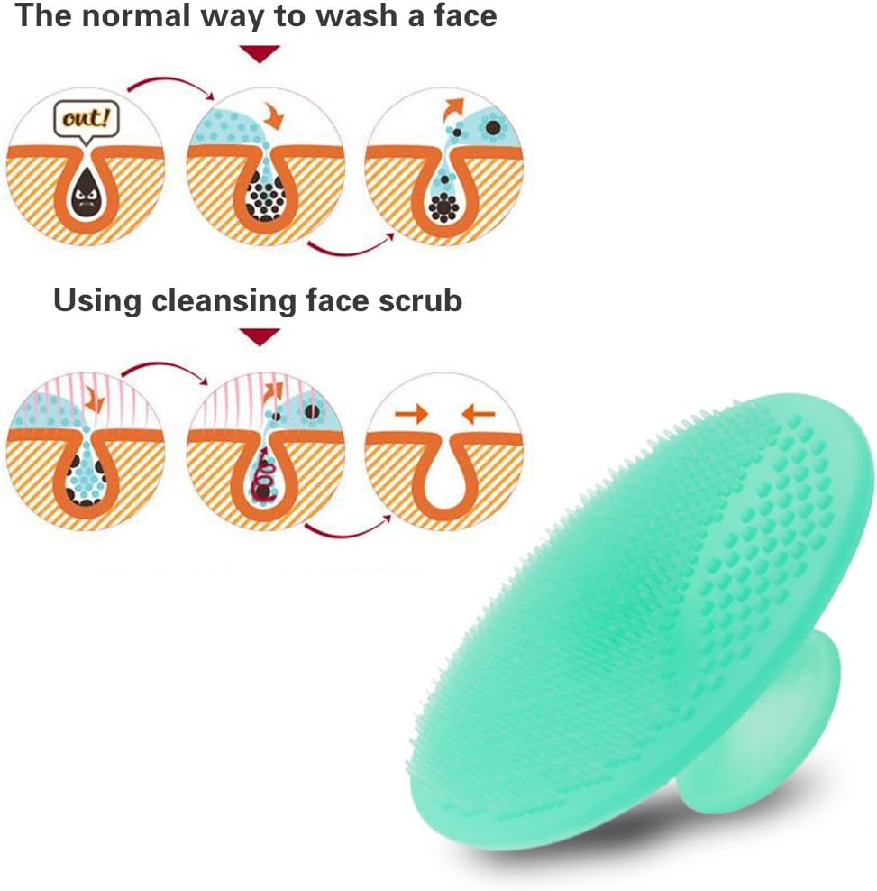 Face Scrubber,2 Pack Soft Silicone Scrubbies Facial Cleansing Pad Exfoliator Scrub Brush Scrubby for Massage Pore Blackhead Removing Exfoliating,Cool Gift Girl Rose Pink+blue; 2
