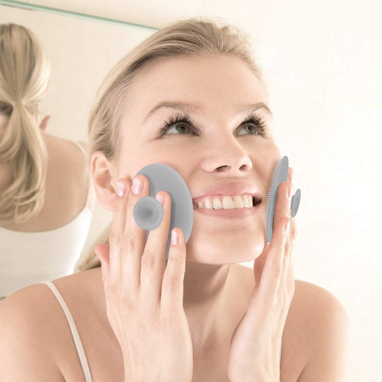 Silicone Face Scrubbers Exfoliator Brush-Facial Cleansing Brush Blackhead Scrubber Exfoliating Pads Precision Pore Pad Acne Removing Brush-2 Pack, White