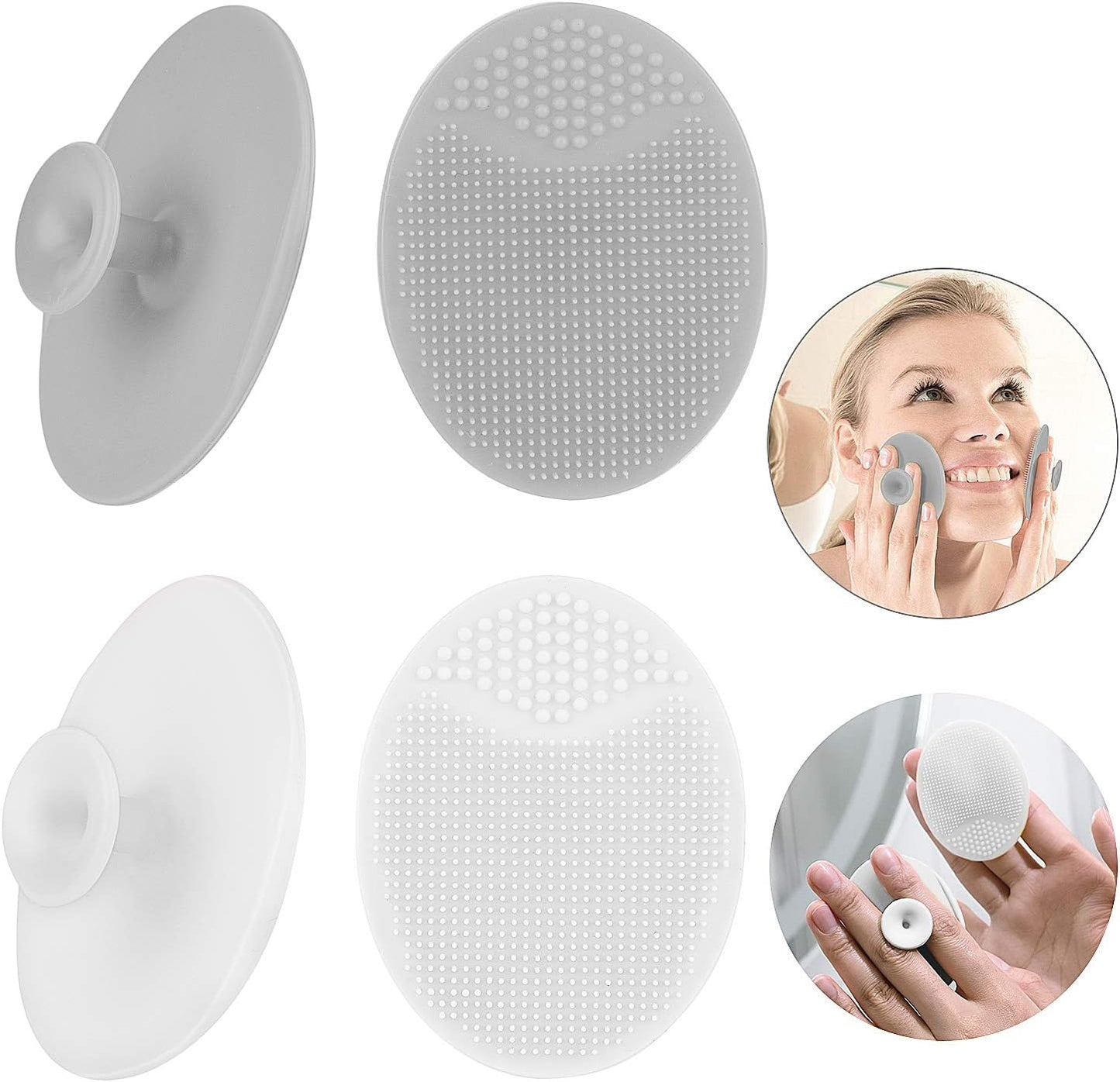 Silicone Face Scrubbers Exfoliator Brush-Facial Cleansing Brush Blackhead Scrubber Exfoliating Pads Precision Pore Pad Acne Removing Brush-2 Pack, White