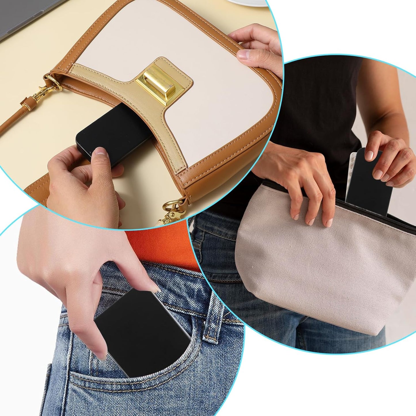 2 PCS Mini Travel Dental Floss Case, Portable Purse Floss Pick Holder, Small Toothpick Dispenser, Convenient Refillable Glide Storage Adult Floss in Box for Travel Dates Dinners Hotels (Black)