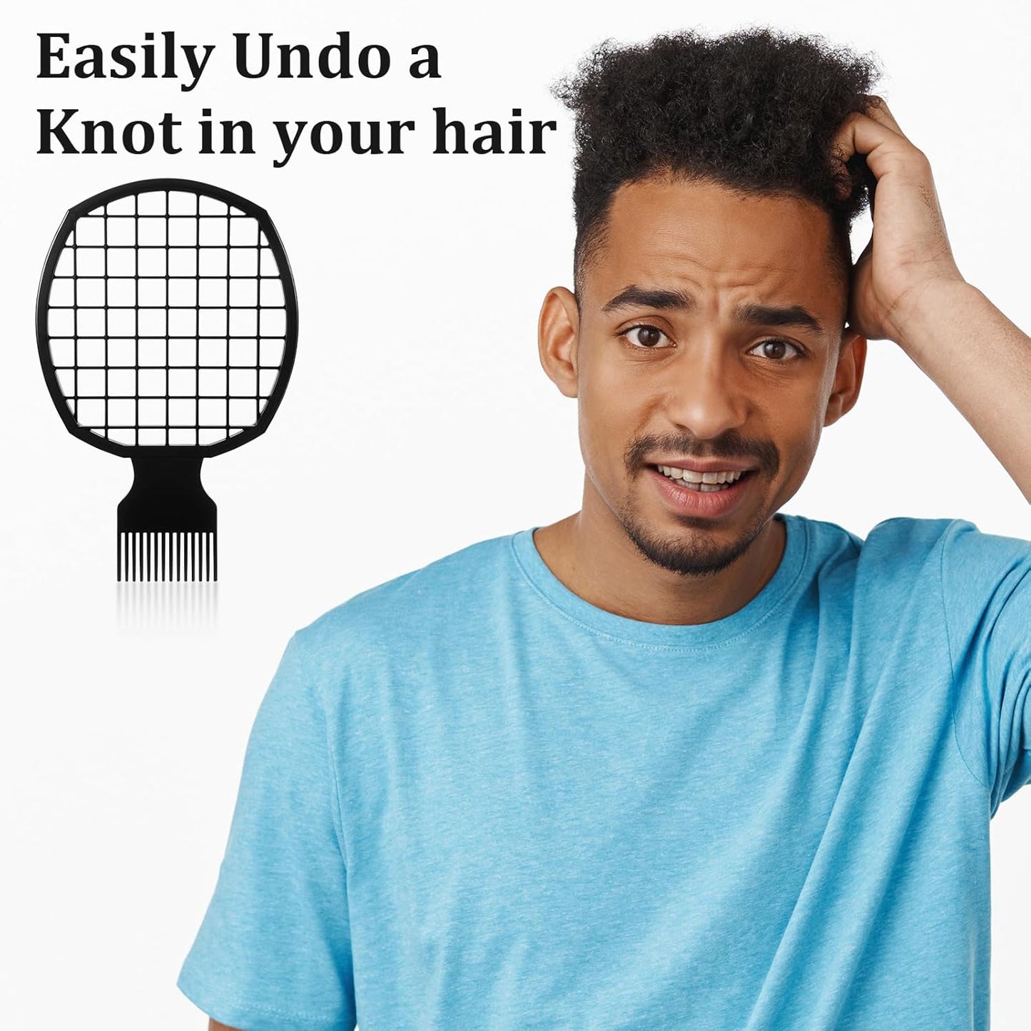 Xindojuz 2 PCS Twist Comb, Sponge Brush for Hair, 2 In 1 Afro Hair Pick Comb Set for Black Men and Women Curls, Dual-sided Design, ABS Material Hairpicks for Men (Black)