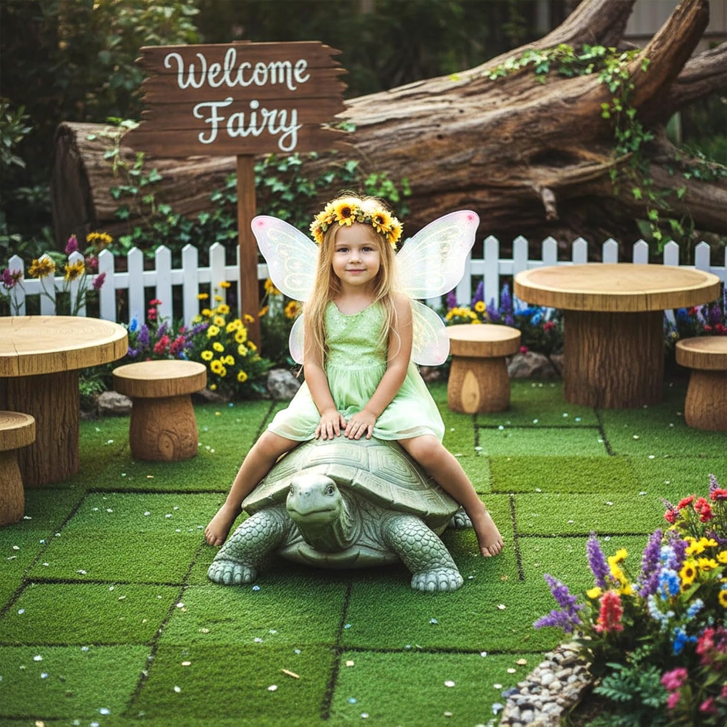 Xindojuz 4 Packs Fake Grass Decor, Artificial Grass for Crafts, Fairy Garden Turf, Diorama Supplies Miniature Lawn Mat, Dollhouse Ornament DIY Decoration Accessories (6" x 6"/15 x 15 cm)