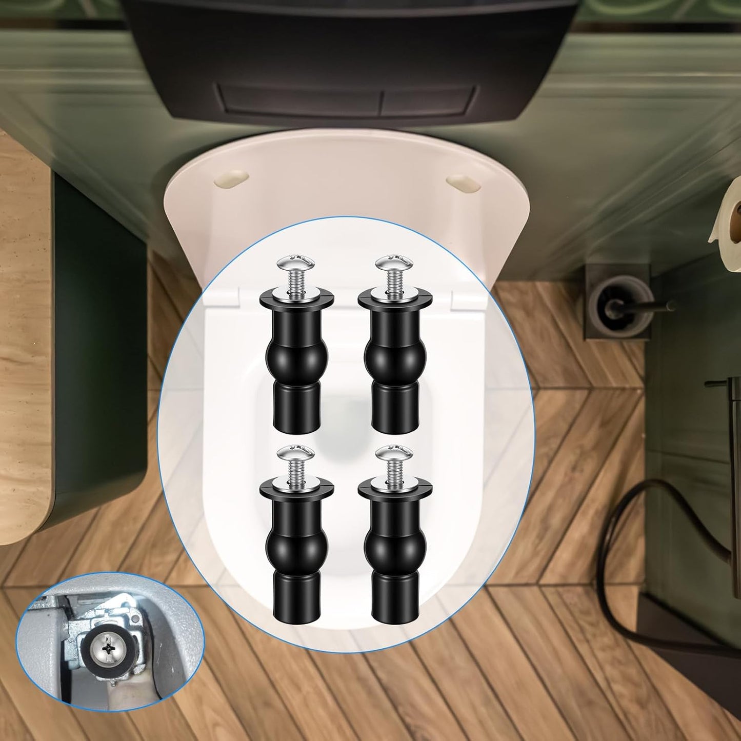 4 Set Stainless Steel Toilet Seat Bolts, 10mm Toilet Seat Screws Replacement Kit with Expanding Rubber Nuts Universal Toilets Seats Hardware for Most Top Mount Toilets Seats Tightening Kit Replacement