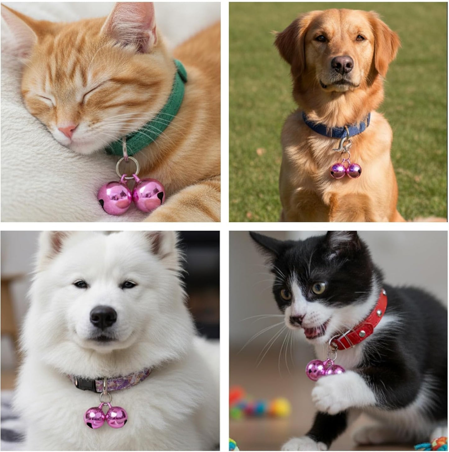 2 PCS Pet Bells for Collar Small Bell for Dog Cat Collar Bells Only Loud Training Pendant Accessories Stainless Steel Collars Charm with Heavy Duty Snap Clips for Dogs Kitty Puppy Pet (Purple)