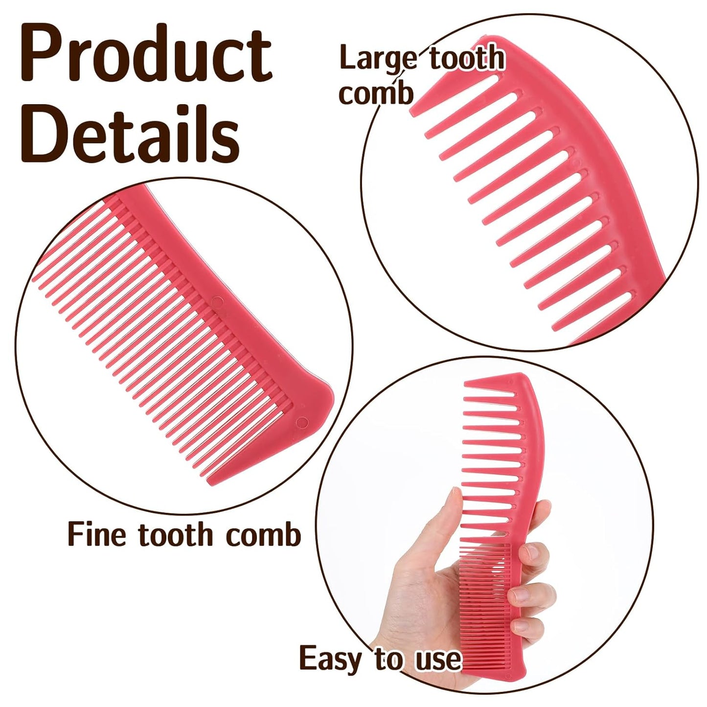 5 Pcs Comb Set Wide Tooth Combs for Hair Styling Detangling Double Sided Wide And Fine Tooth Comb All Purpose Hairstyle Shower Combs for Women Men Thin Thick Straight Hair (5 Colors)