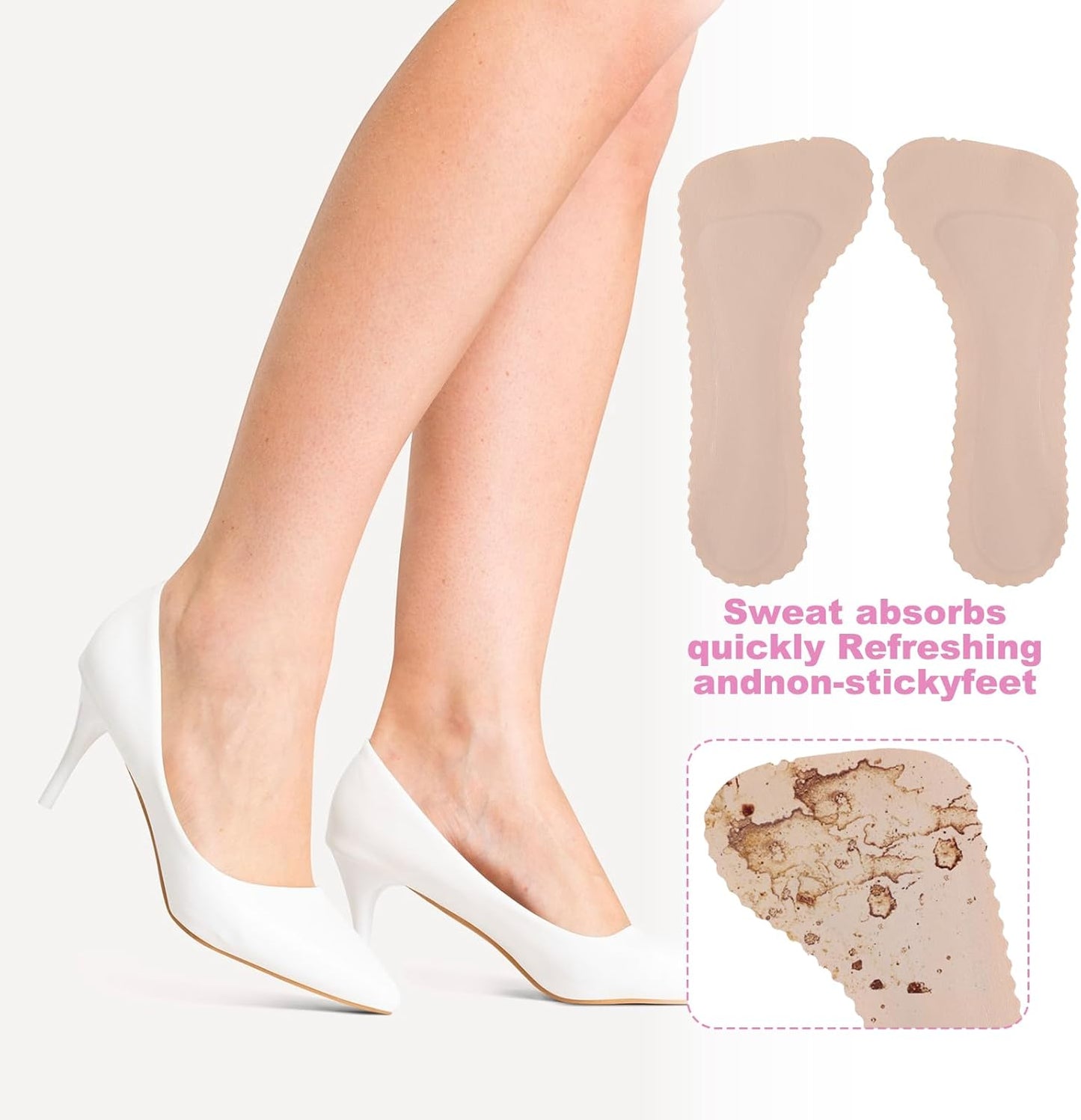 2 Pairs High Heel Comfort Pads, Invisible Self-Adhesive Cushion Insoles Arch Support Weight Shifting Shoe Inserts for Women Comfort Insoles Shoe Pads for Sandals Flats Pump Dress Shoes Boots (Beige)