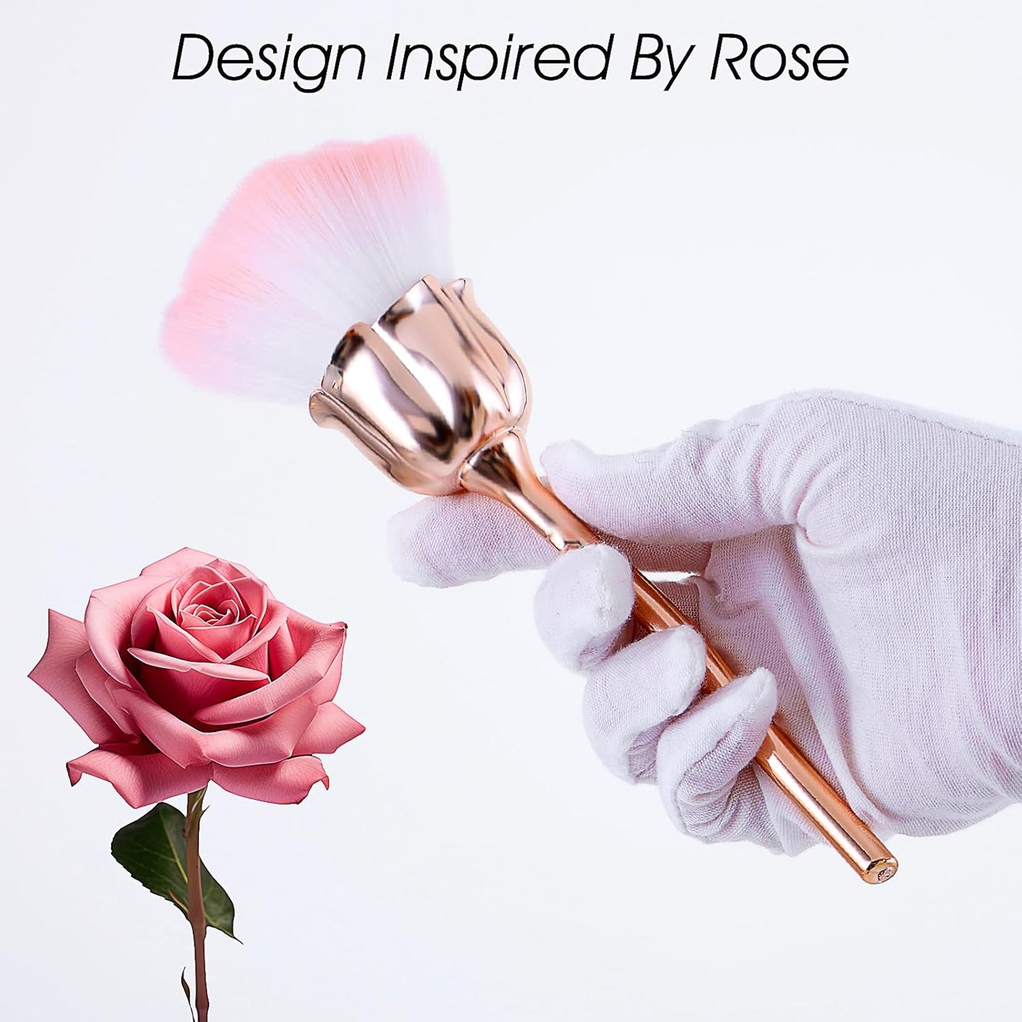 1 PCS Nail Duster Brush Pink Soft Rose Makeup Brushes Acrylic Nail Arts Manicure Dust Cleaner Brush Nails Art Dust Blush Brushes for Nails Trimming Cleaning Salon and Household Use