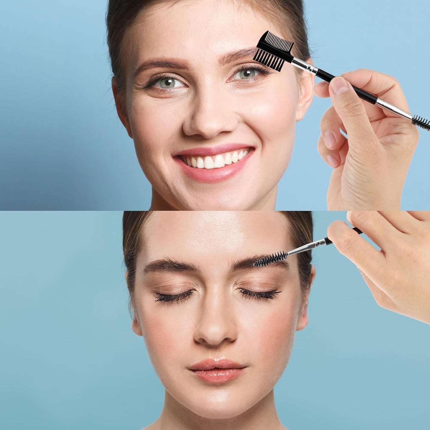 3 PCS Eyelash Shaper Eyelash Comb Separator Double Head Eyebrow Brush Black 3 Head Eyebrow Makeup Tool Different Spoolie Brushes to Separating Lashes Eliminating Mascara Clumps Grooming Brows