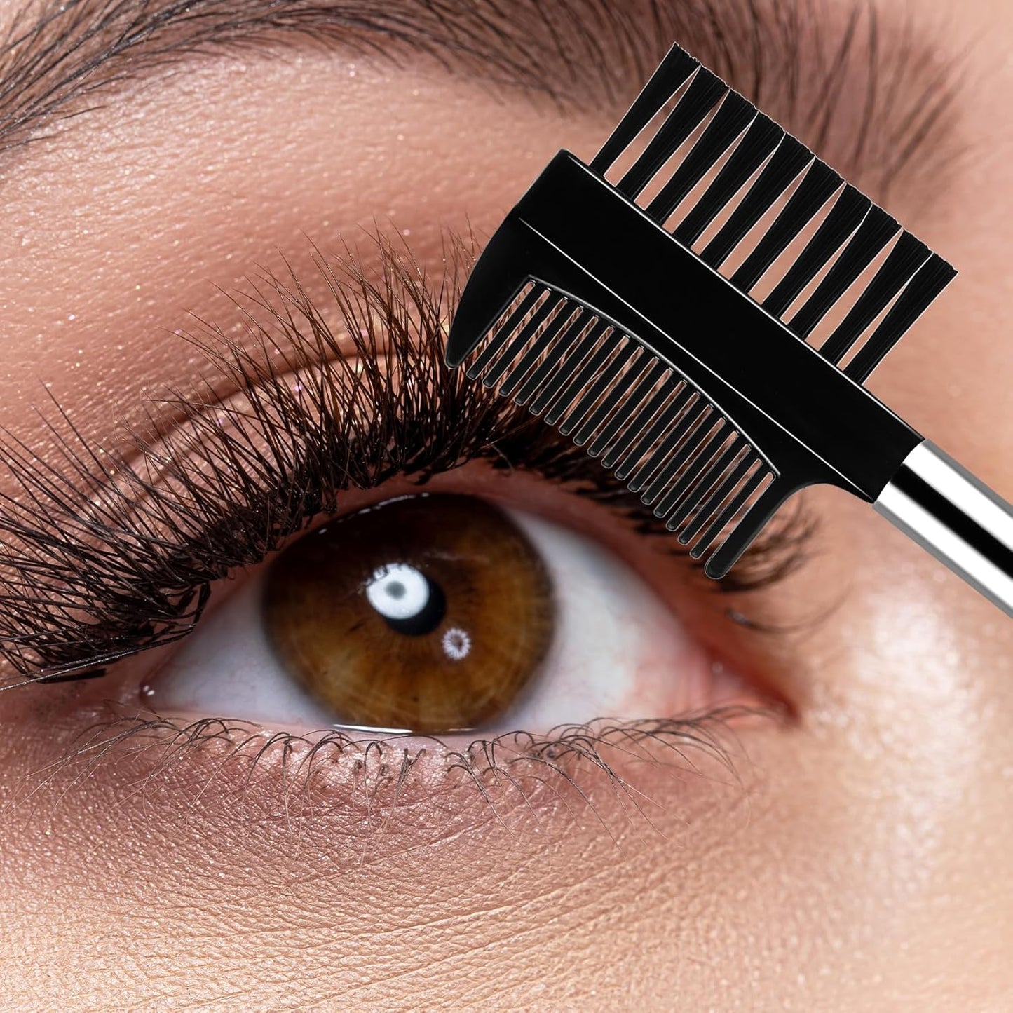 3 PCS Eyelash Shaper Eyelash Comb Separator Double Head Eyebrow Brush Black 3 Head Eyebrow Makeup Tool Different Spoolie Brushes to Separating Lashes Eliminating Mascara Clumps Grooming Brows