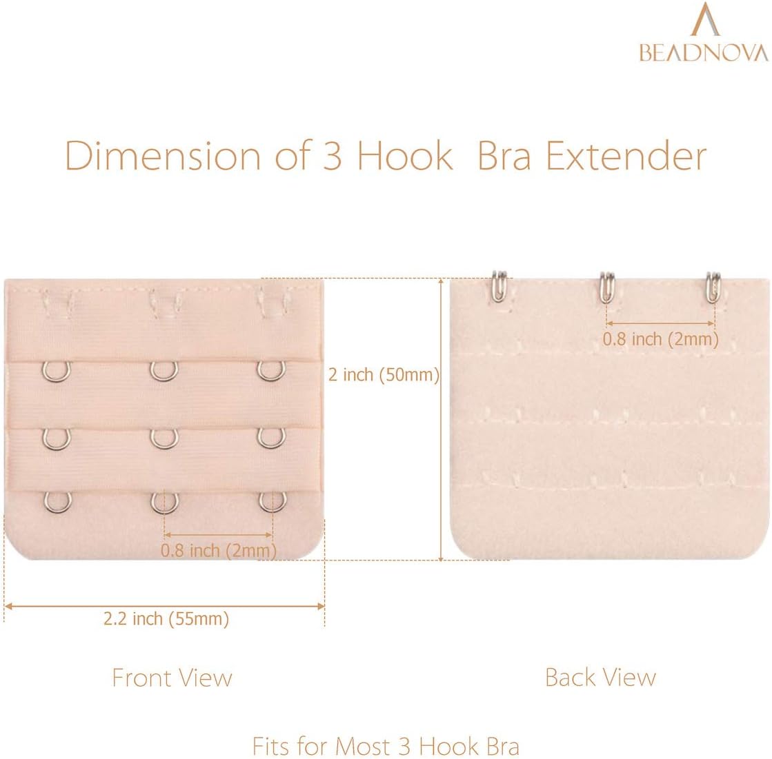 Bra Extender 3 Hook Bra Back Clips Bra Strap Extender Bra Clasp (4pcs)
