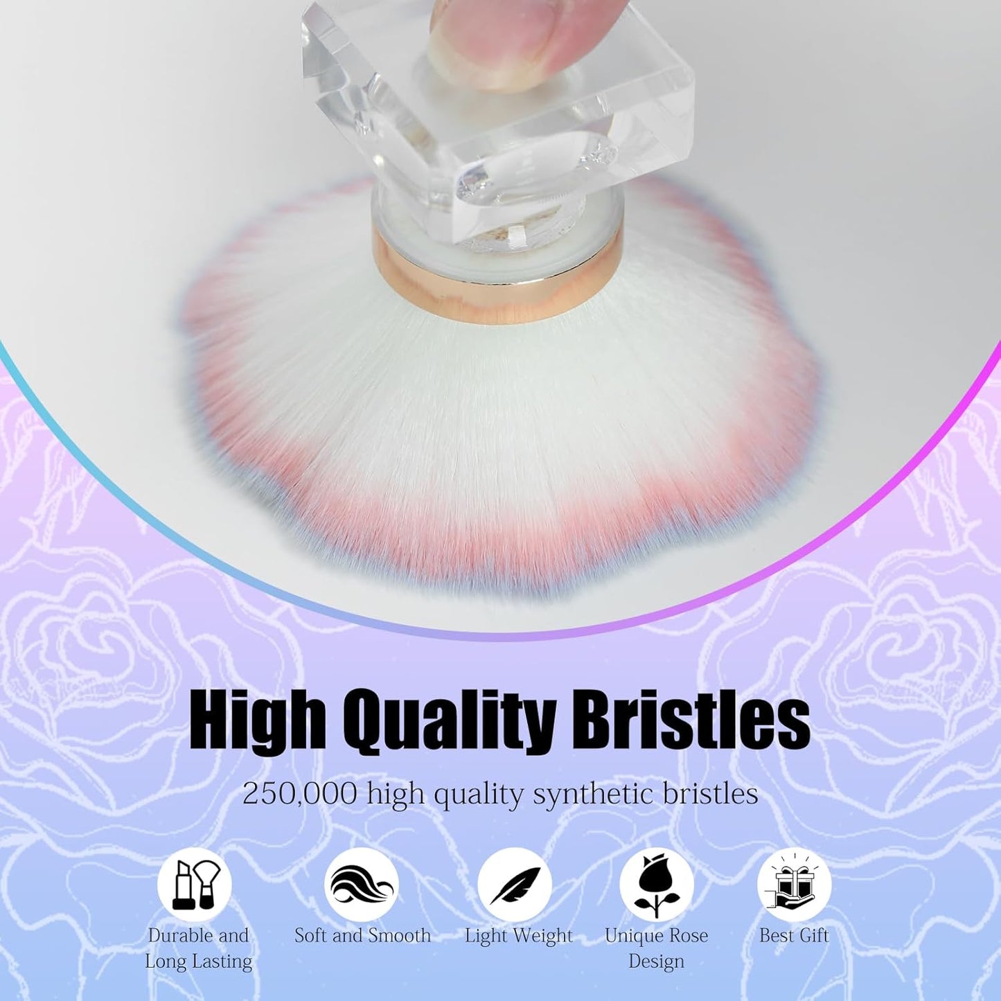 Nail Dust Brush for Nails, Nail Art Dust Powder Remover Brush, Pink Rose Cleaner Brush for Makeup or Blush Nail Arts Brush, Nail Dusting Brush Tools