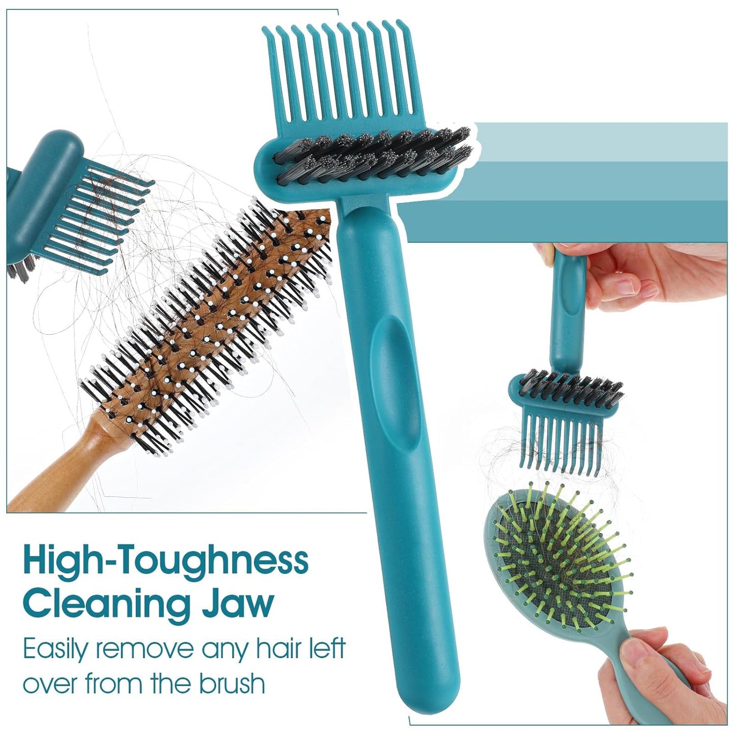 2 Pack 2-in-1 Hair Brush Cleaning Tool Hair Brush Cleaner and Remover Tool Dual-Sided Hairbrush Clean Tools for Removing Hairs and Dust Perfect for Home Salon Travel Use (Green Grey)