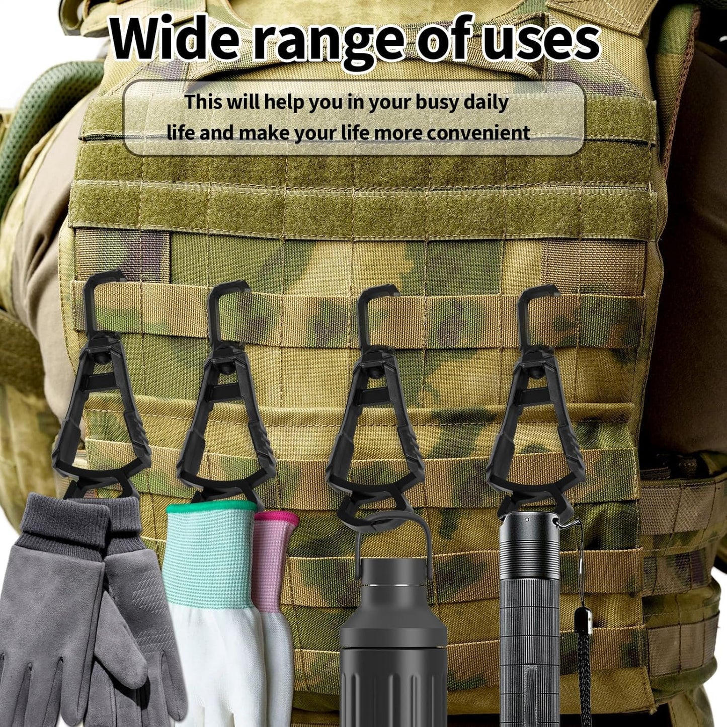 Xindojuz 6 PCS Glove Clips for Work Glove Holders, Powerful Bite Gloves Holder Clip for Duty Belt and Pants Prevent Loss and Free Hands Gloves Clips for Construction Improve Work Efficiency and Safety