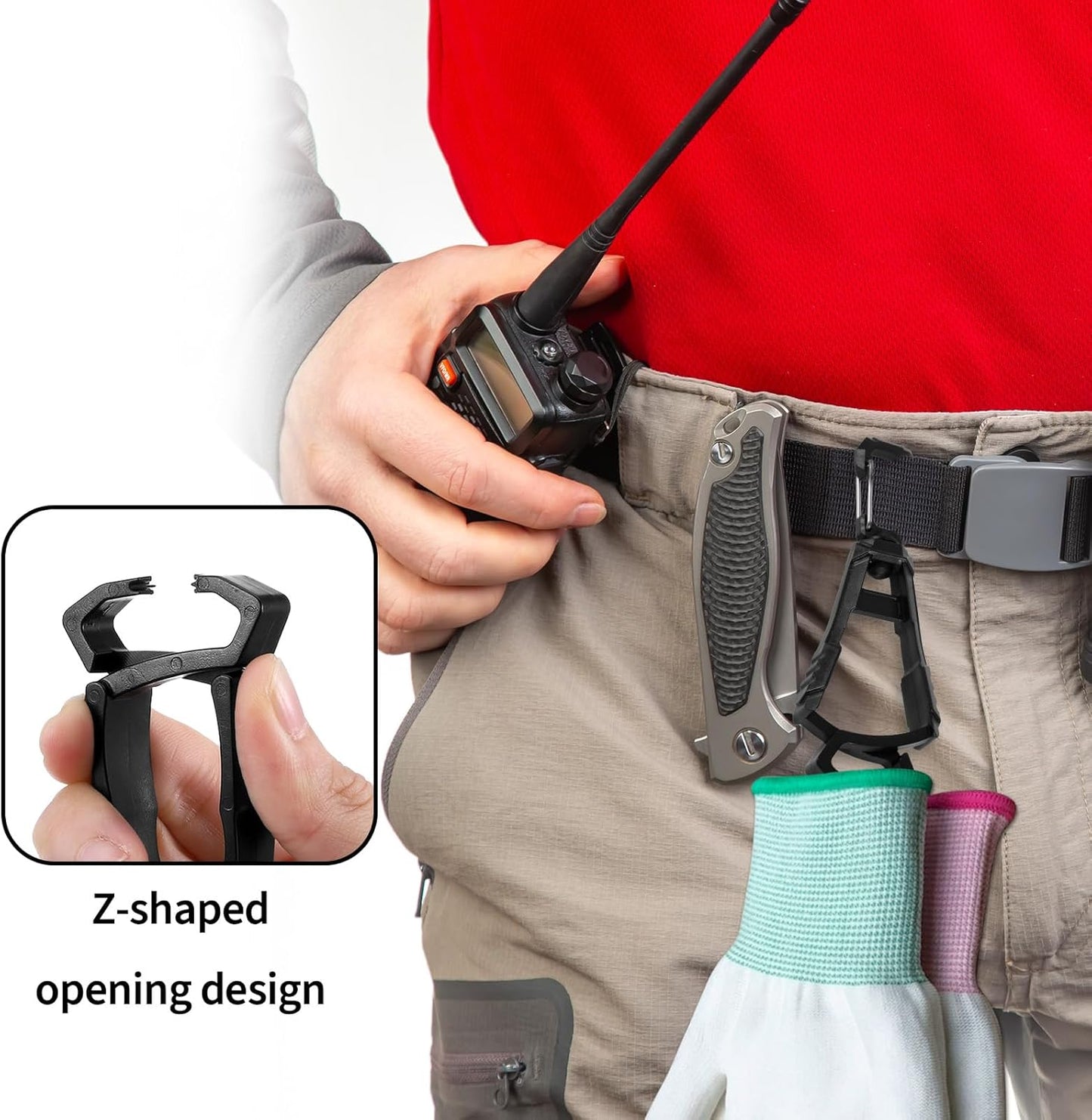 Xindojuz 6 PCS Glove Clips for Work Glove Holders, Powerful Bite Gloves Holder Clip for Duty Belt and Pants Prevent Loss and Free Hands Gloves Clips for Construction Improve Work Efficiency and Safety