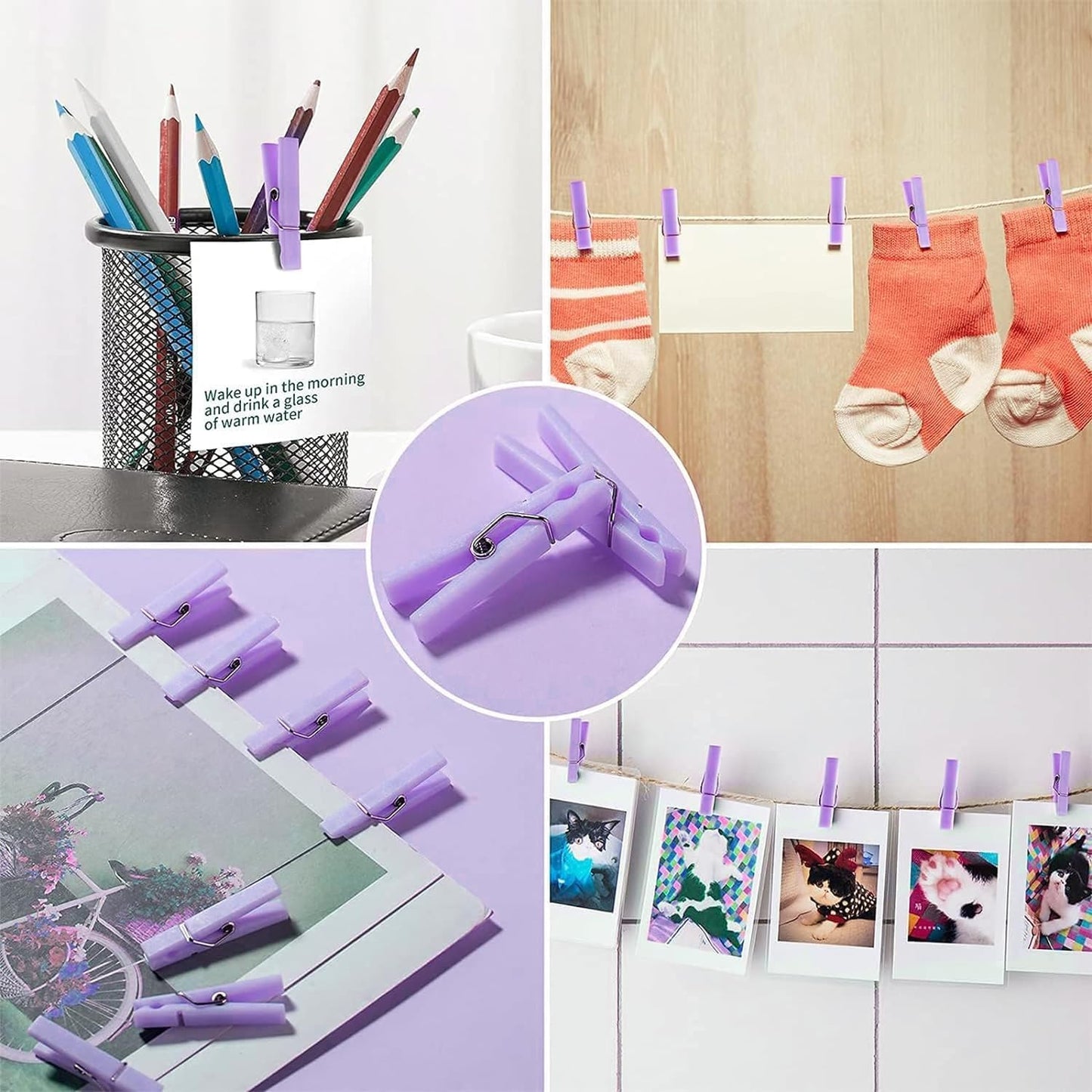 48PCS Clothes Pins Baby Shower Clothespin Favors Pink Girl Blue Boy Party Game Purple Clothespin(Purple)