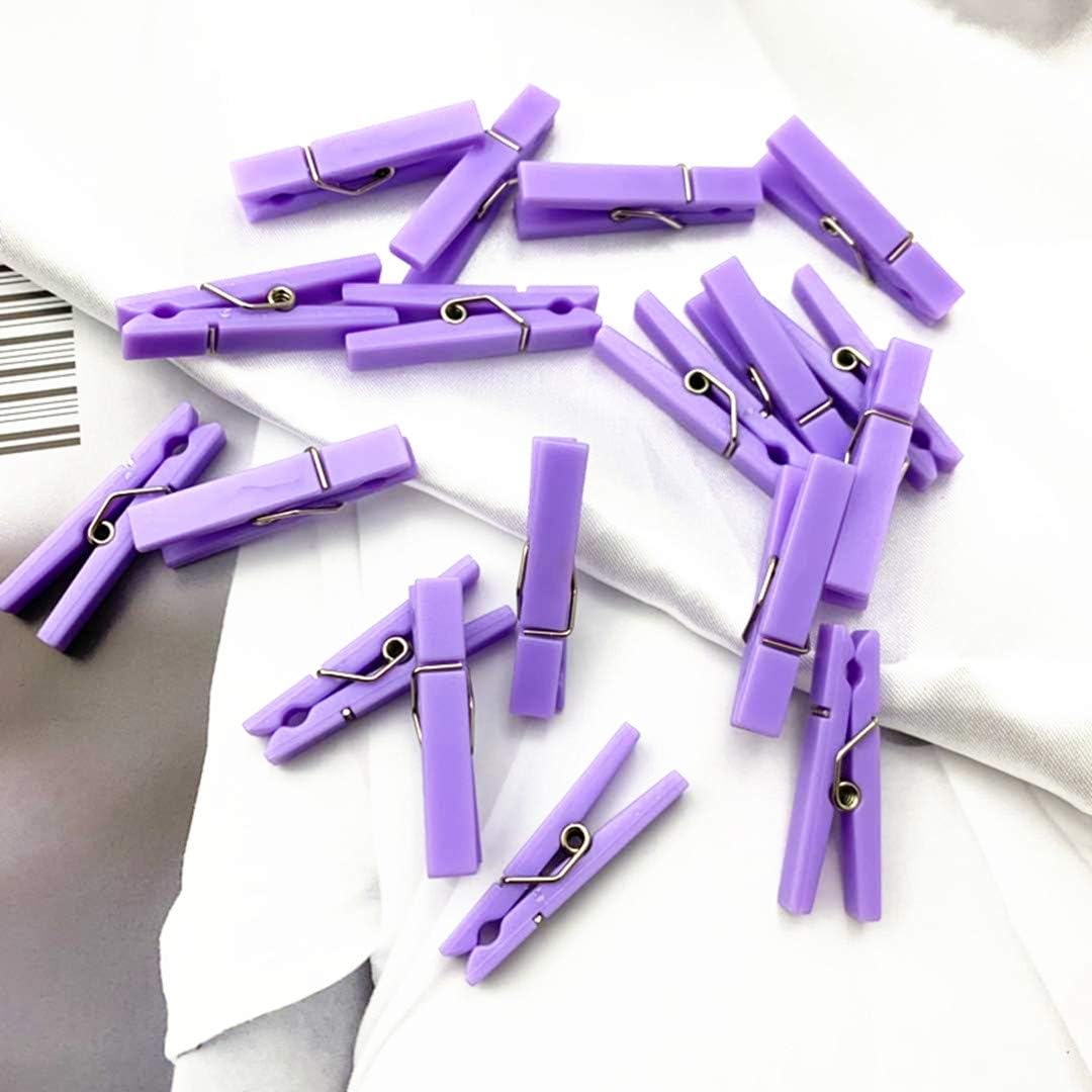 48PCS Clothes Pins Baby Shower Clothespin Favors Pink Girl Blue Boy Party Game Purple Clothespin(Purple)