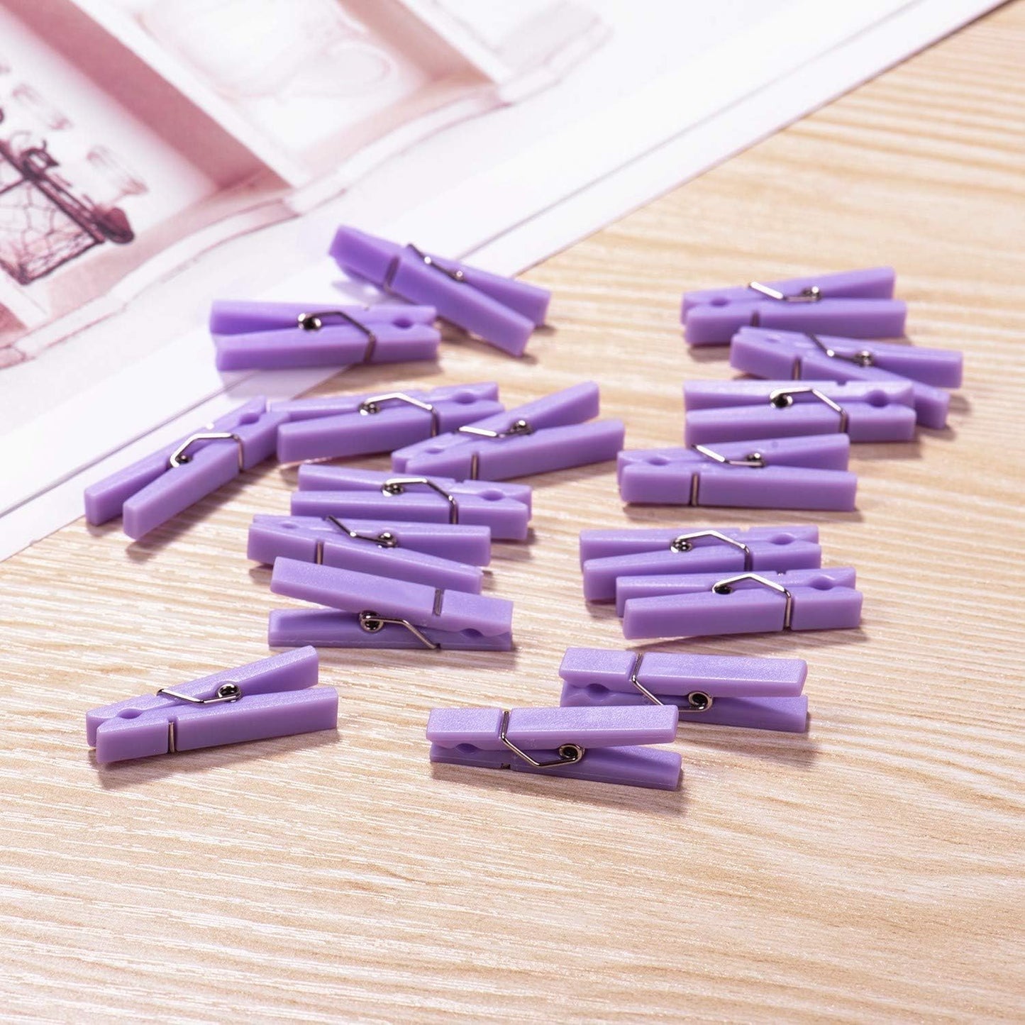 48PCS Clothes Pins Baby Shower Clothespin Favors Pink Girl Blue Boy Party Game Purple Clothespin(Purple)