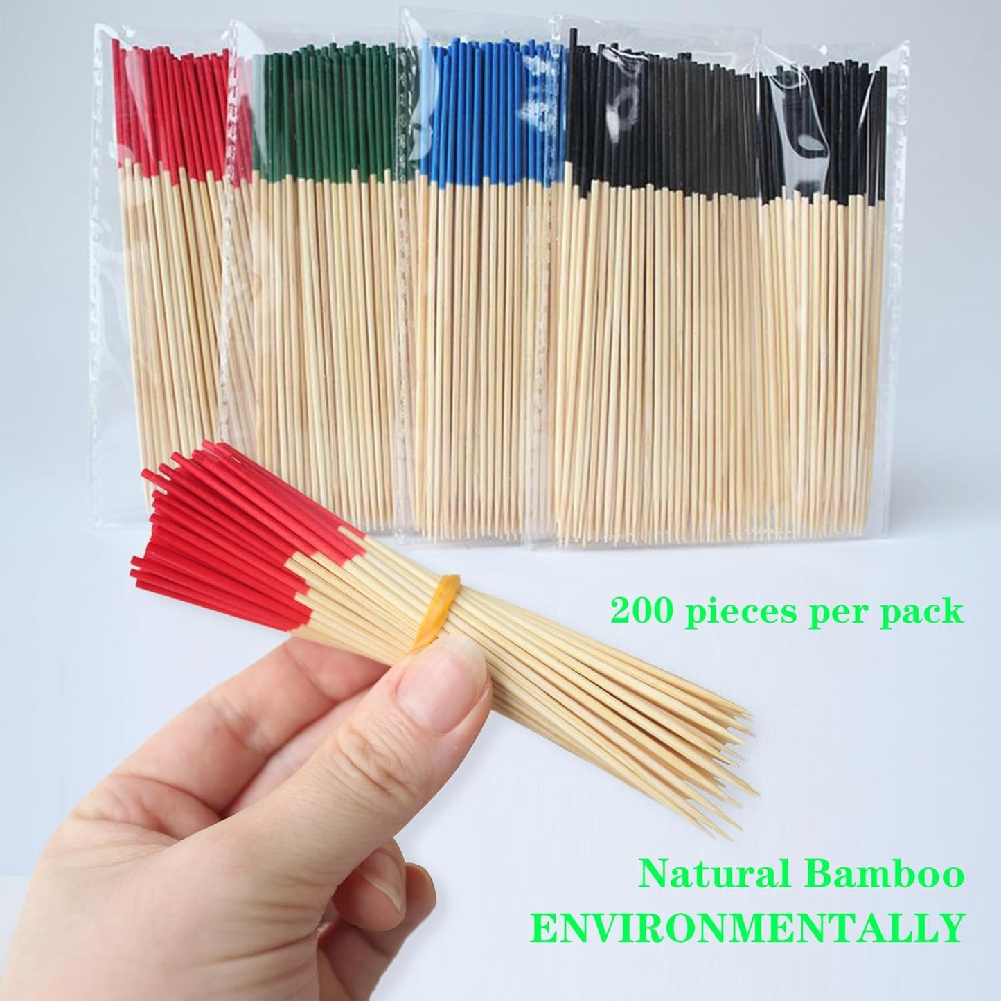 200 Pack Bamboo Toothpicks for Appetizers, 2mm 4.7 Inch Natural Bamboo Cocktail Picks for Cake Dessert Food Fruit Party Decorations (Black)