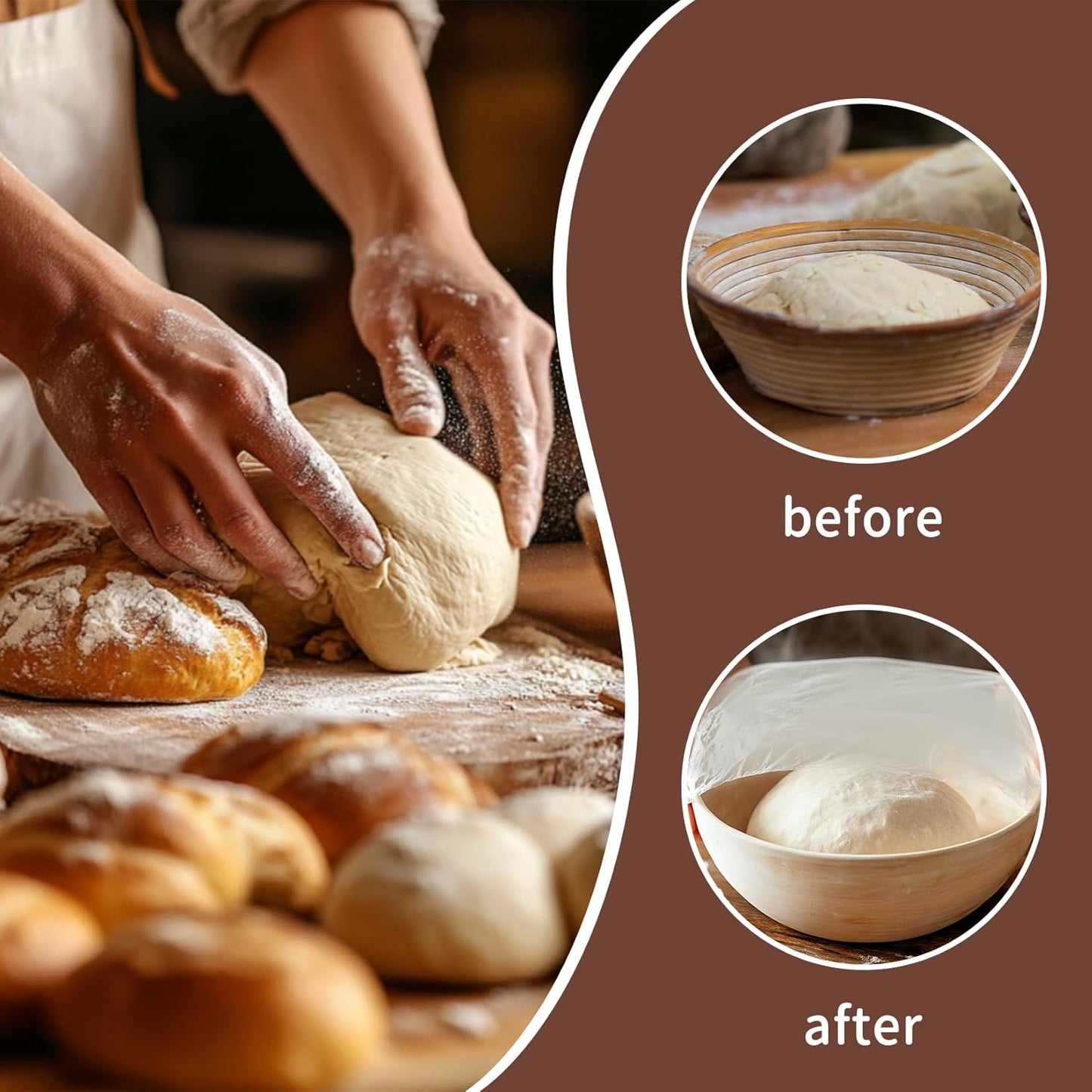 Reusable Bowl Covers for Bread Proofing 2pcs Eva Plastic Bowl Cover Stretch Elastic Food Storage Wrap Shower Caps Sourdough Rising Basket Dough Bread Baking Supplies Making Tools Accessories
