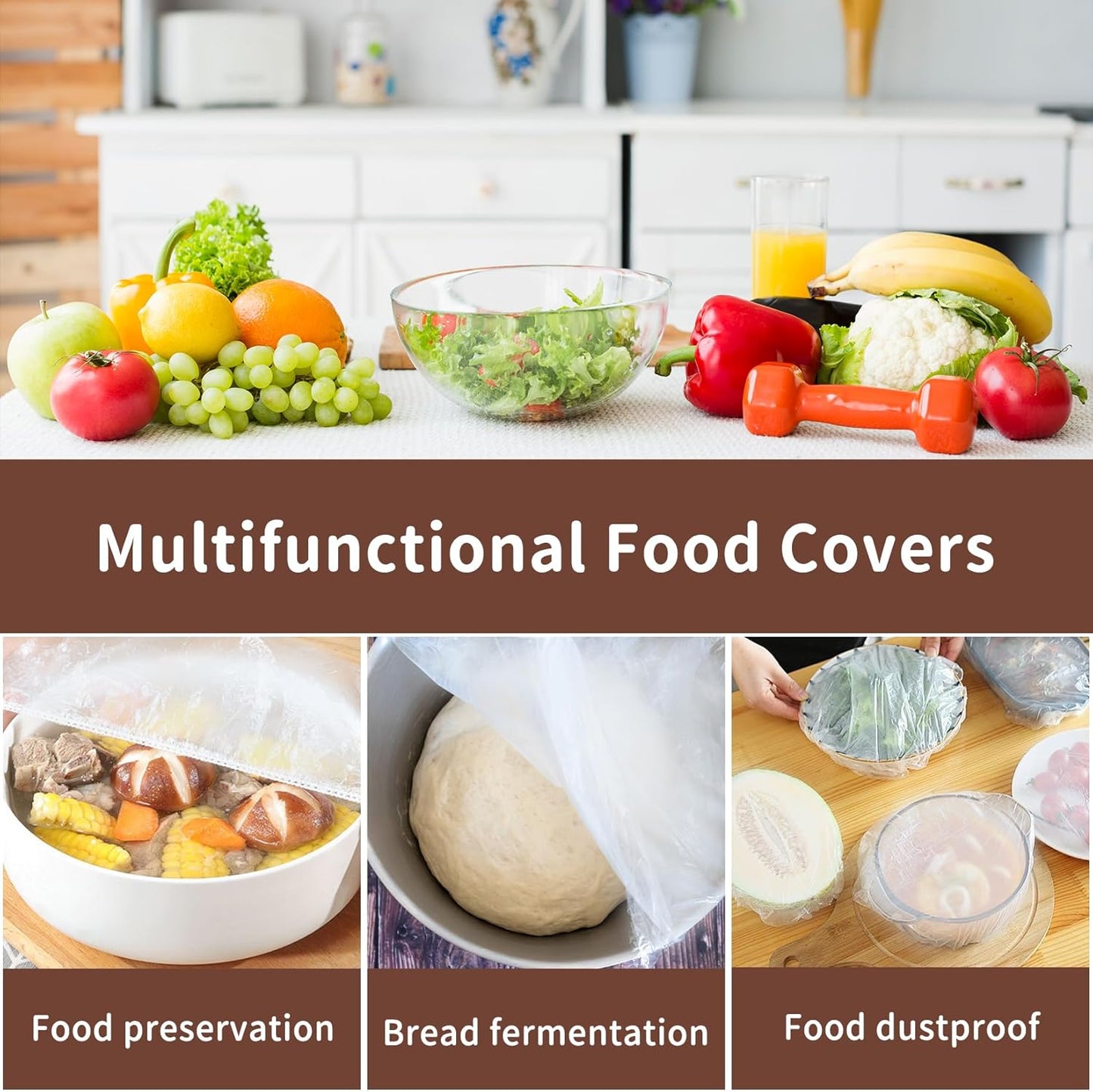 Reusable Bowl Covers for Bread Proofing 2pcs Eva Plastic Bowl Cover Stretch Elastic Food Storage Wrap Shower Caps Sourdough Rising Basket Dough Bread Baking Supplies Making Tools Accessories