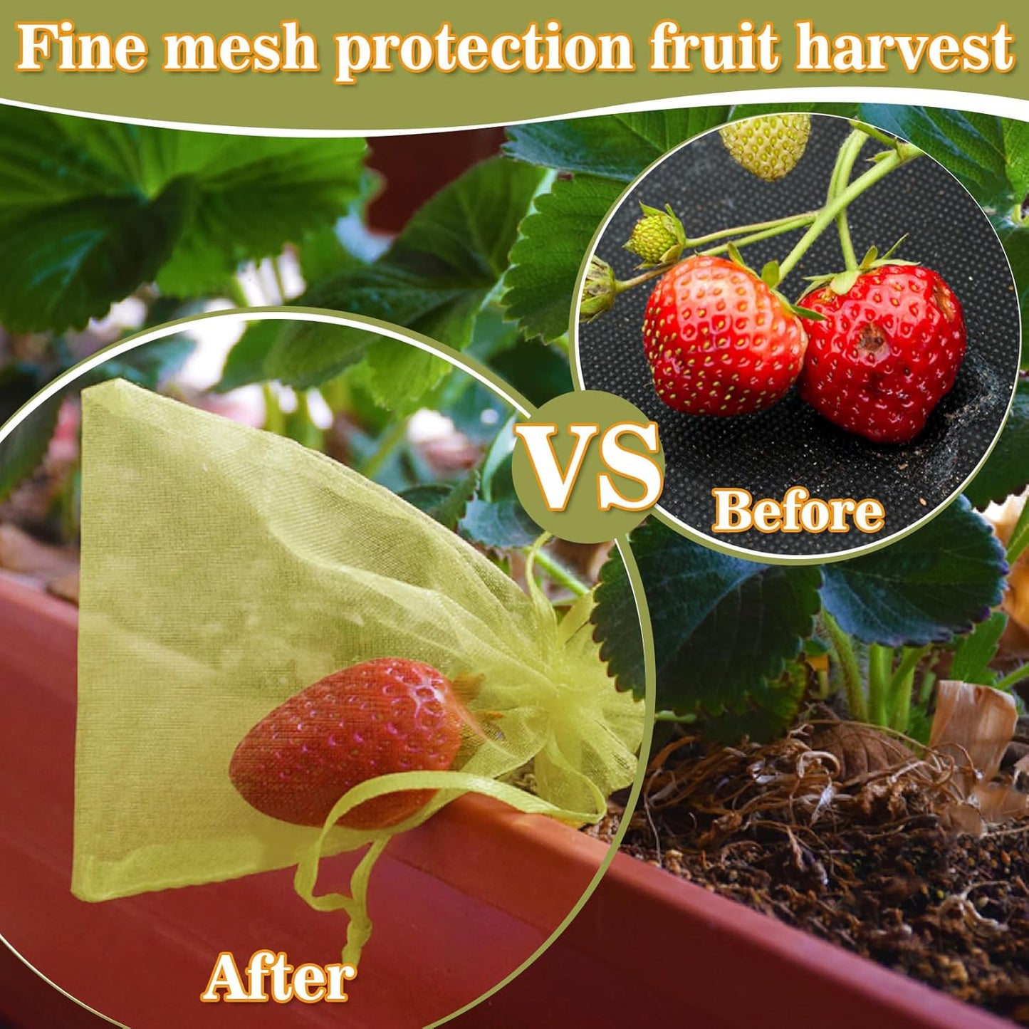50PCS Fruit Protection Bags - 6"x8" Fruit Cover for Fruit Tree Netting Fruit Nets to Protect Fruit Mesh Fruit Bags Organza Bags Green Net Bags for Fruits & Vegetables Reusable