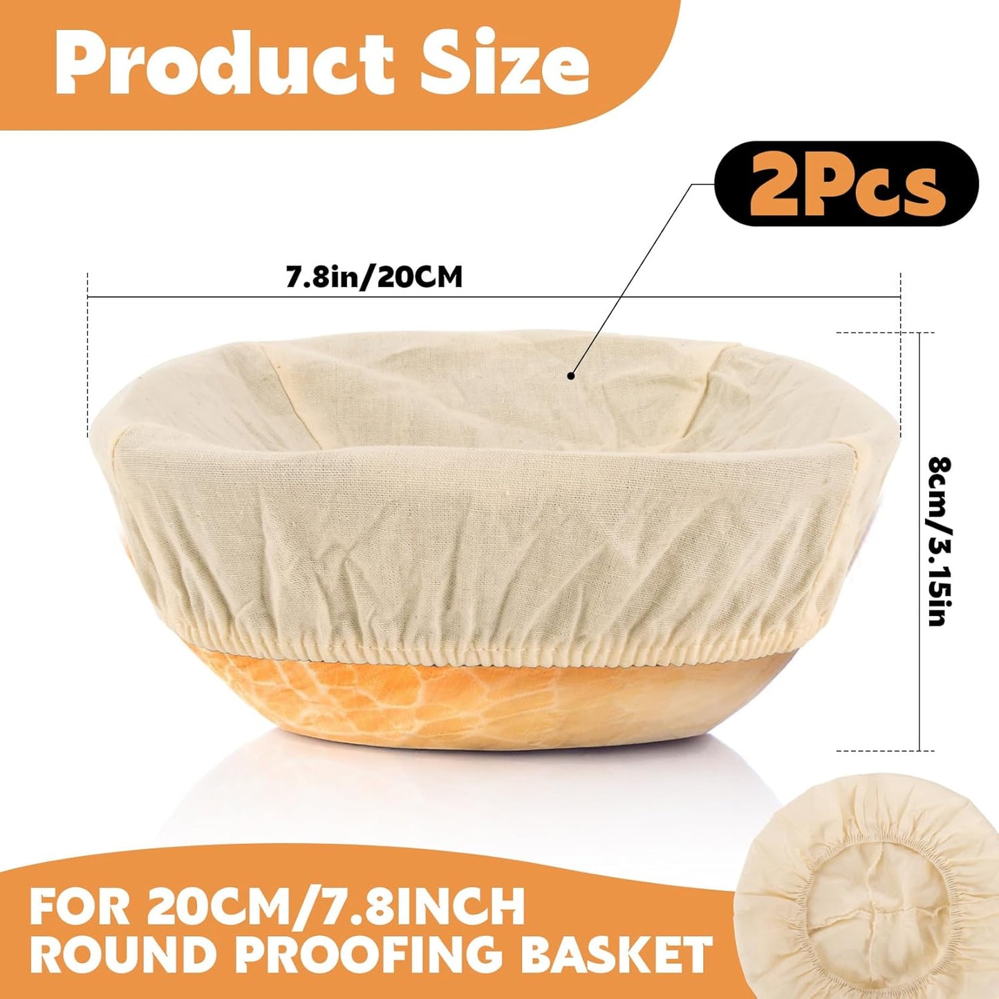 2pcs Banneton Liner Reusable - Banneton Bread Proofing Basket Liner Elastic Cloth Bowl Covers for Bread Rising Sour Dough Proofing Covers Sourdough Making Accessories Baking Supplies