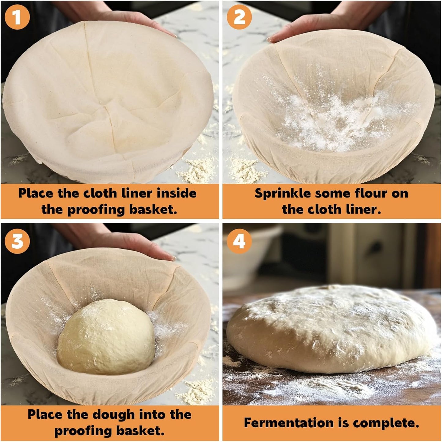 2pcs Banneton Liner Reusable - Banneton Bread Proofing Basket Liner Elastic Cloth Bowl Covers for Bread Rising Sour Dough Proofing Covers Sourdough Making Accessories Baking Supplies