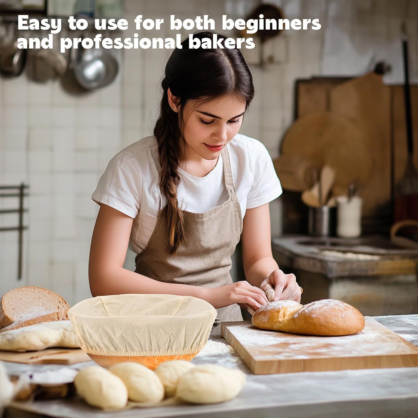 2pcs Banneton Liner Reusable - Banneton Bread Proofing Basket Liner Elastic Cloth Bowl Covers for Bread Rising Sour Dough Proofing Covers Sourdough Making Accessories Baking Supplies
