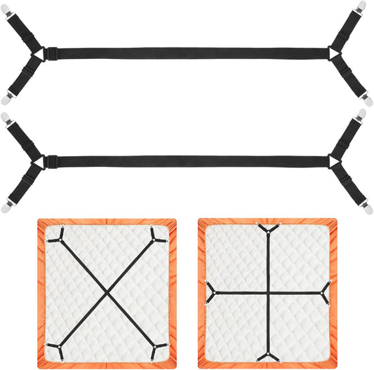 Bed Sheet Holder Straps, 2Pcs Elastic Adjustable Bed Sheet Grippers,Fitted Sheet Holder Keep Sheets in Place, Enhance Sleep Experience, Black