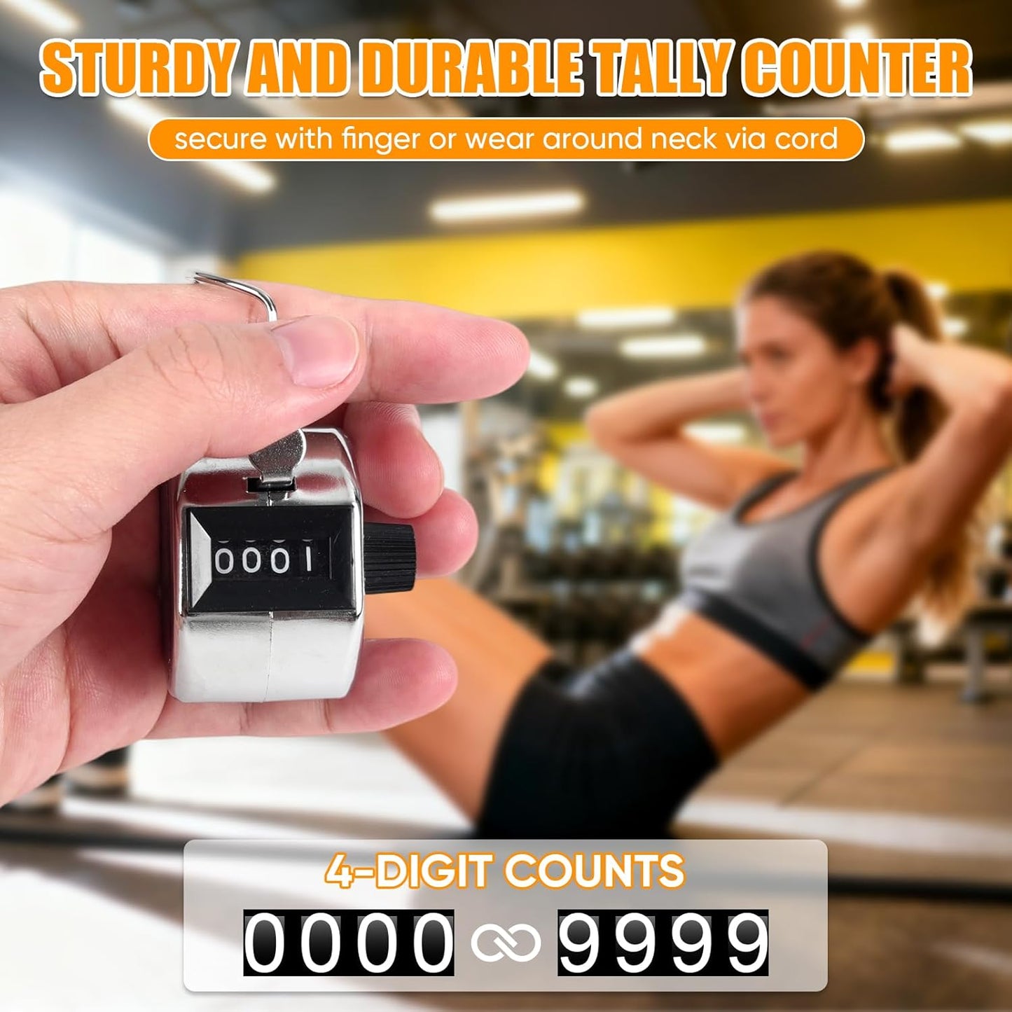 l Handheld Tally Counter, Clicker Counter with 4 Digit Display, Hand Mechanical Counter for Counting, Golf, Baseball, Knitting, Coaching, Fishing and Laps