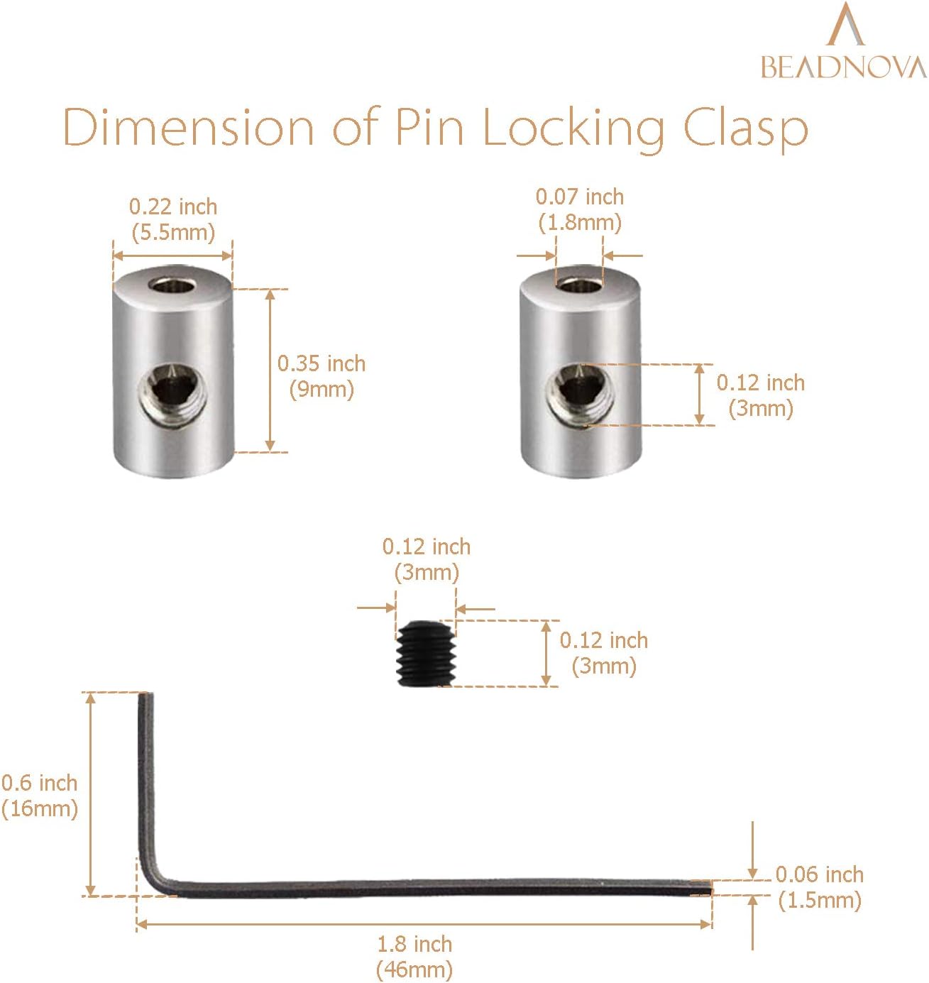 Pin Locking Backs Pin Locks Backs Locking Pinbacking Pinback Clasp for Insignia Name Tag Landyards Badge (10pcs, Allen Wrench Included)