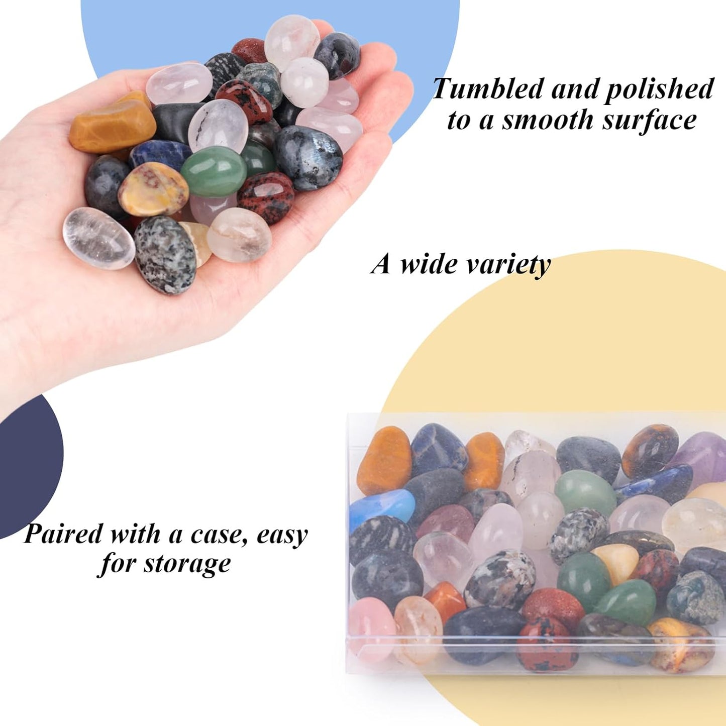 0.5LB Tumbled Stones Assorted, 0.4-0.8inch Natural Rocks Tumbled Gemstones Tumbled Chips Crystals for Healing Reiki Meditation Home Decoration Vases
